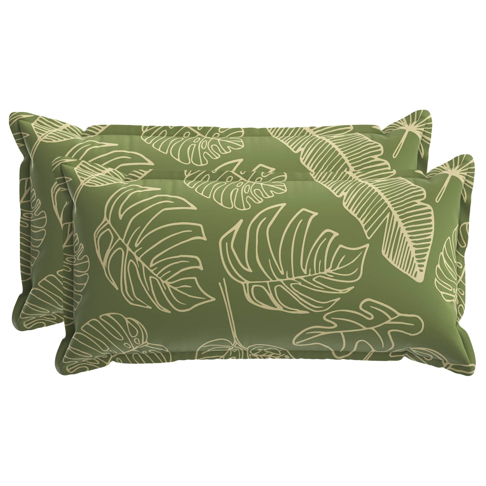 Kussensloop 2 st HOUTEN Bladontwerp 40 x 80 cm Polyester image 1