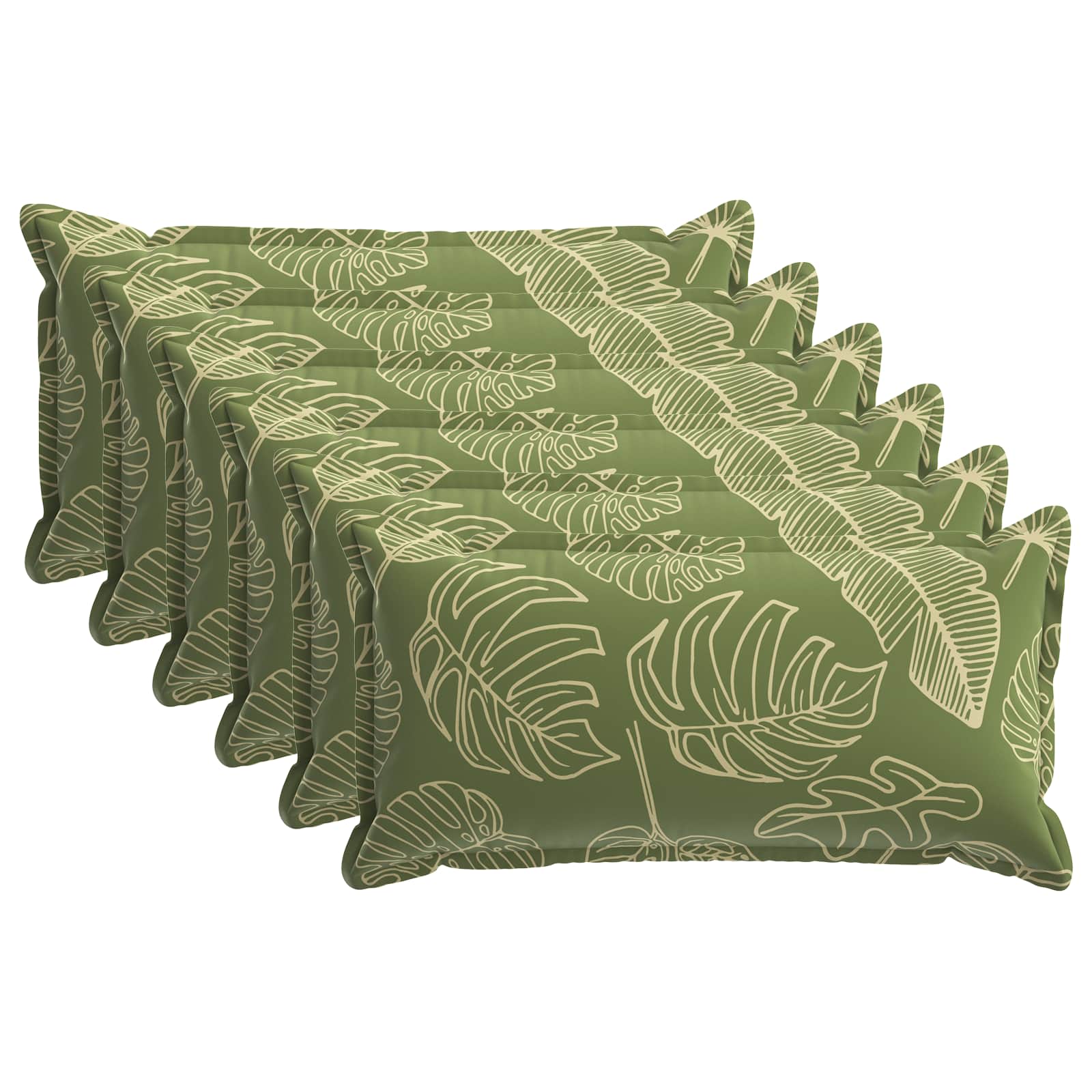 Kussensloop 6 st HOUTEN Bladontwerp 40 x 80 cm Polyester image 1