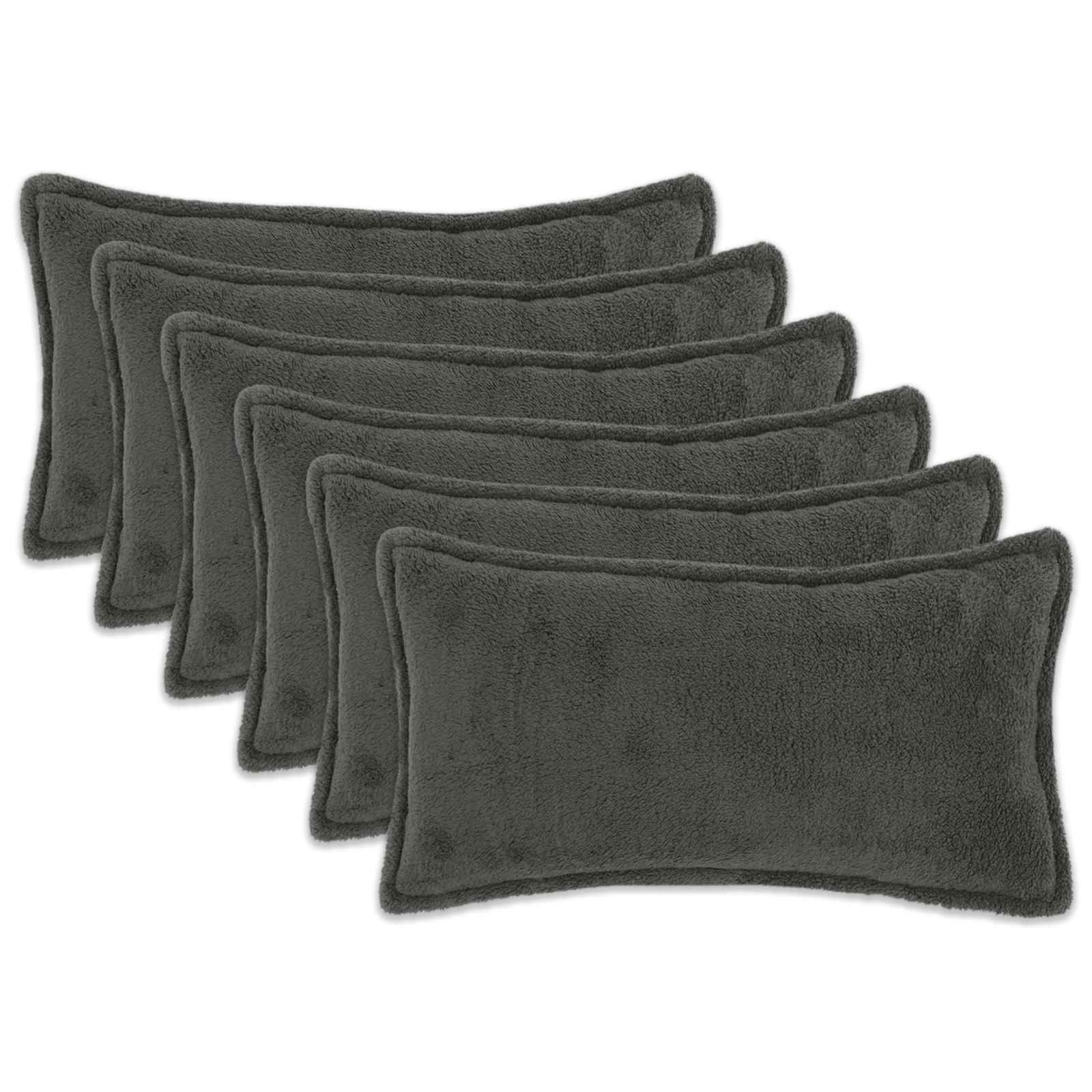 Prevleka za blazino 6 kos HOUTEN Temno siva 40 x 80 cm Bouclé