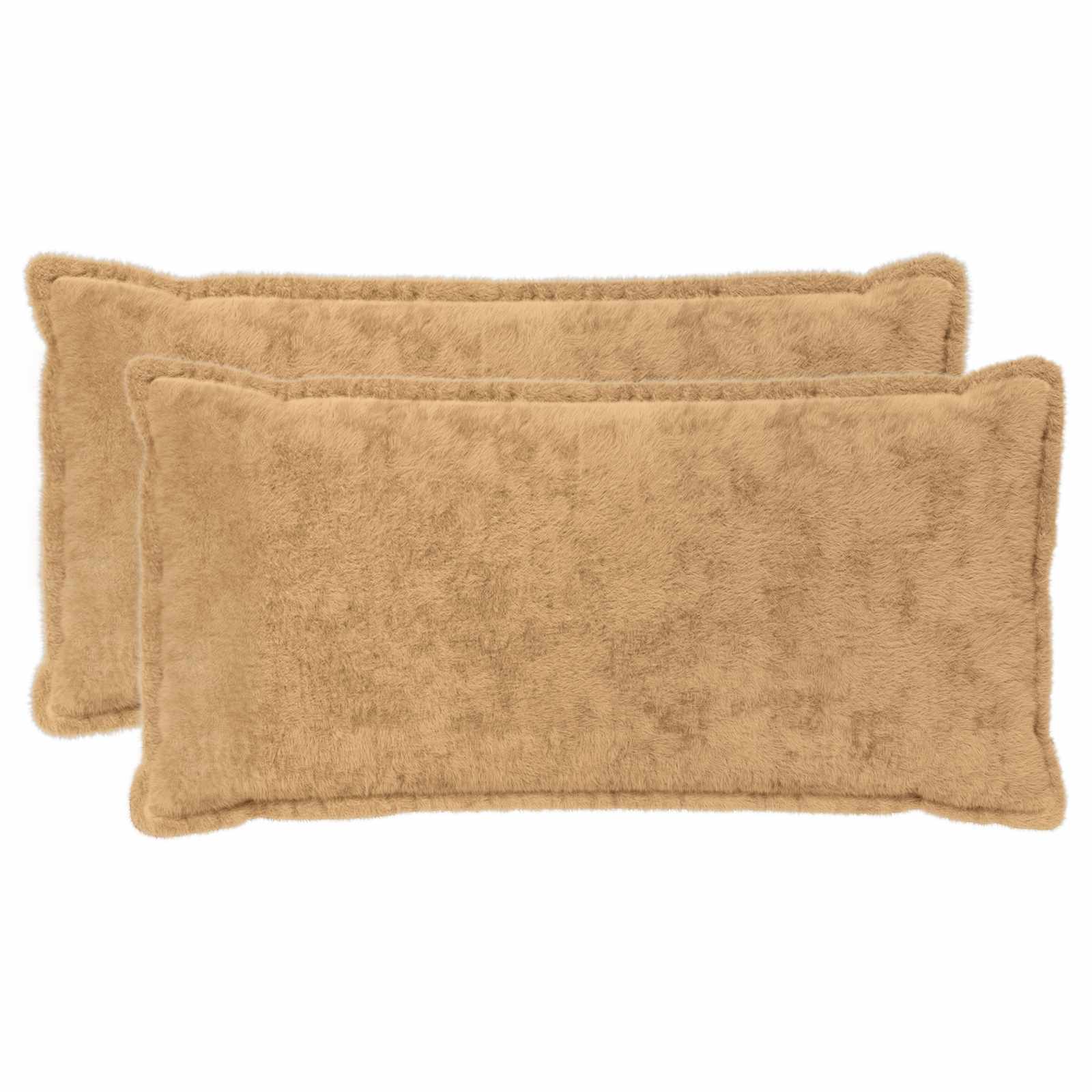 Kussensloop 2 st HOUTEN Taupe 40 x 80 cm Nep Konijnenbont image 1