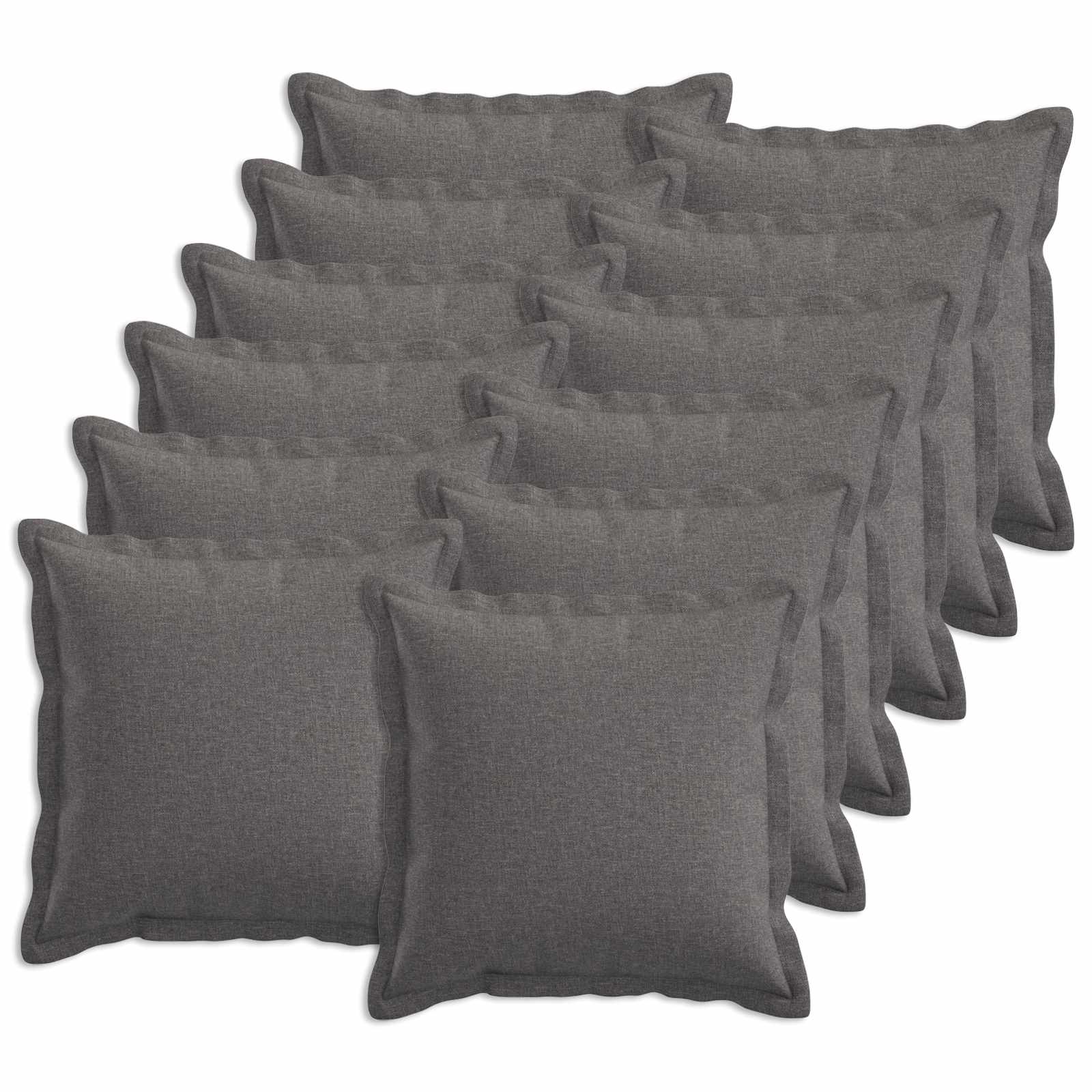 Kussensloop 12 pcs HOUTEN Lichtgrijs 45 x 45 cm Faux Linnen image 1