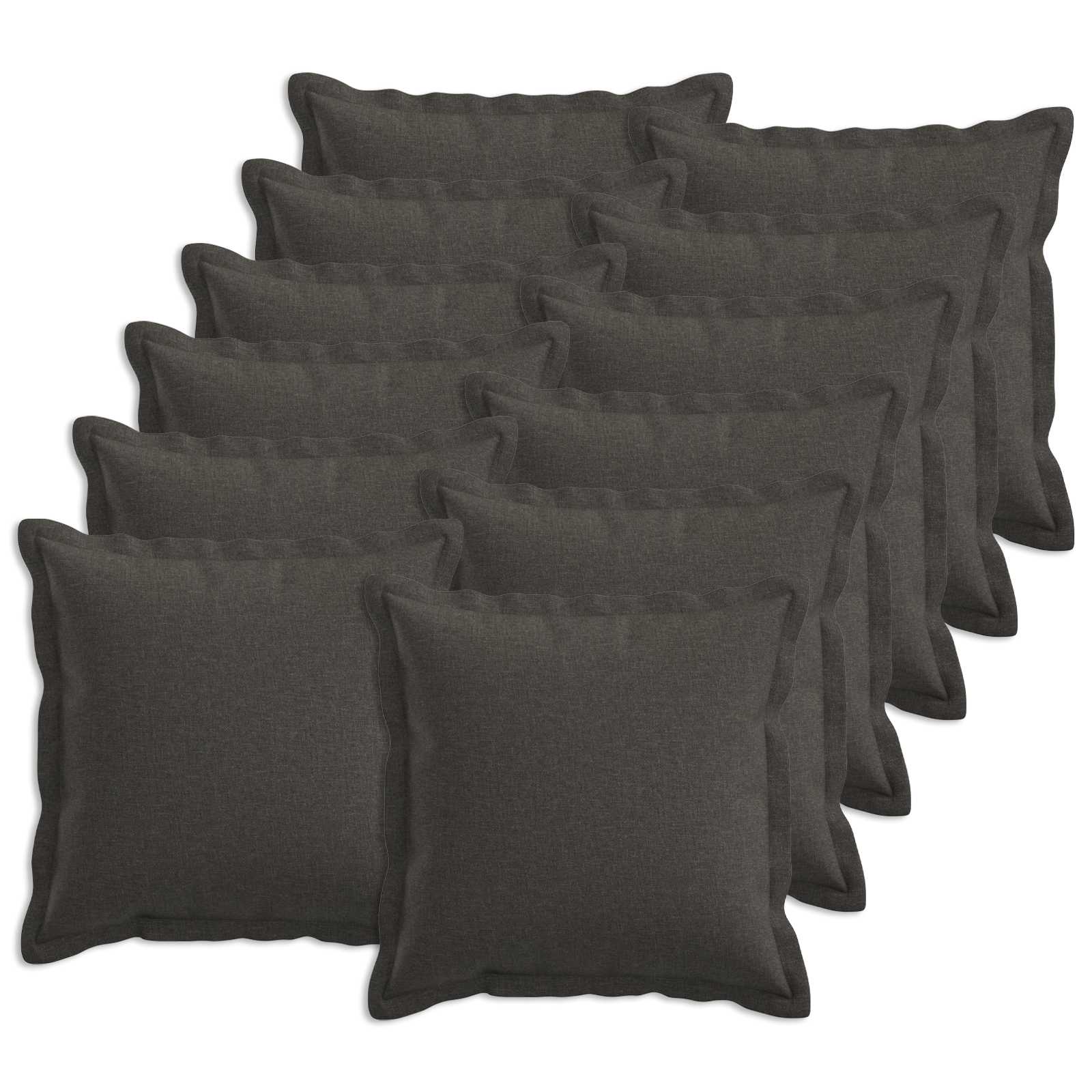 Kussensloop 12 pcs HOUTEN Donkergrijs 45 x 45 cm Faux Linnen image 1