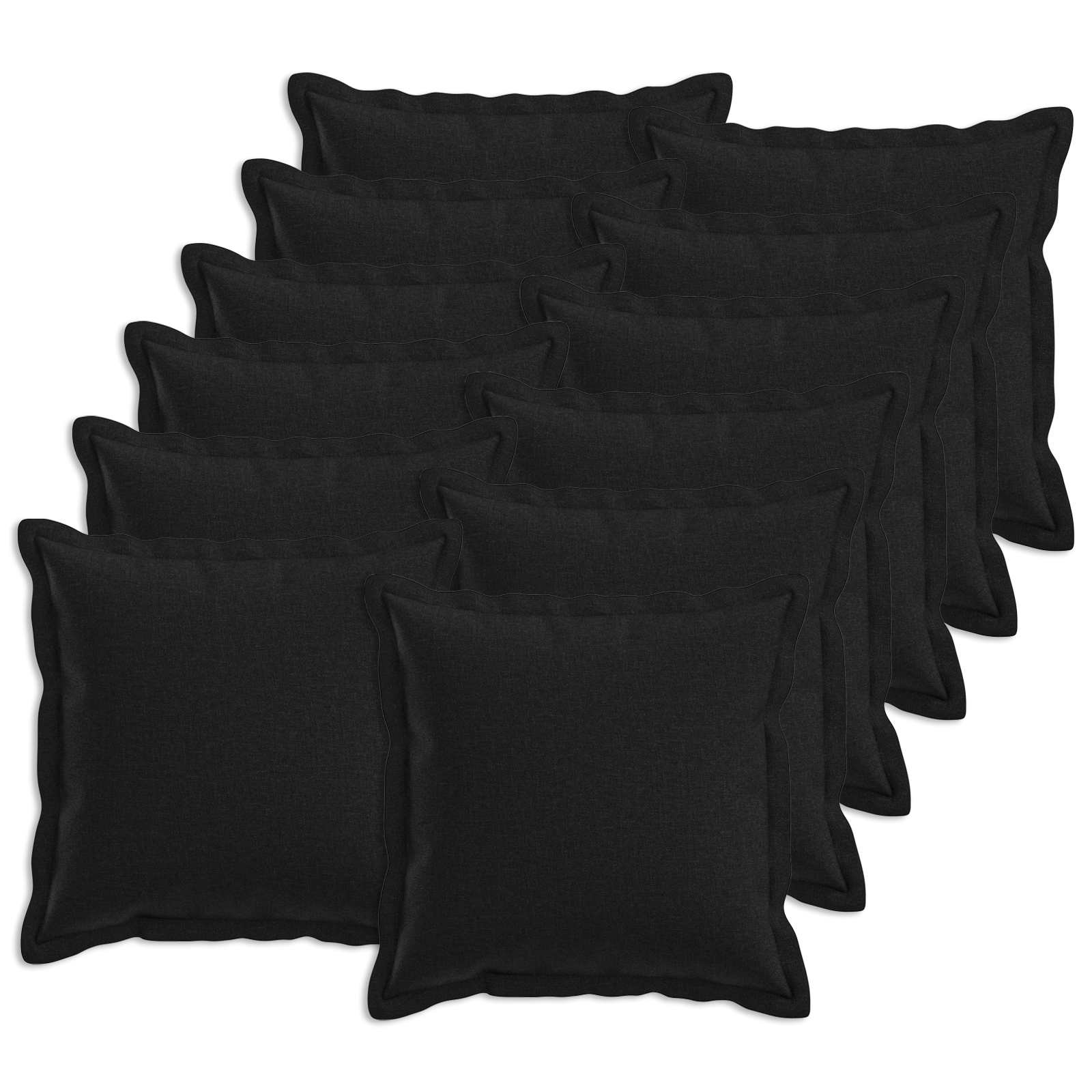 Kussensloop 12 pcs HOUTEN Zwart 45 x 45 cm Faux Linnen image 1