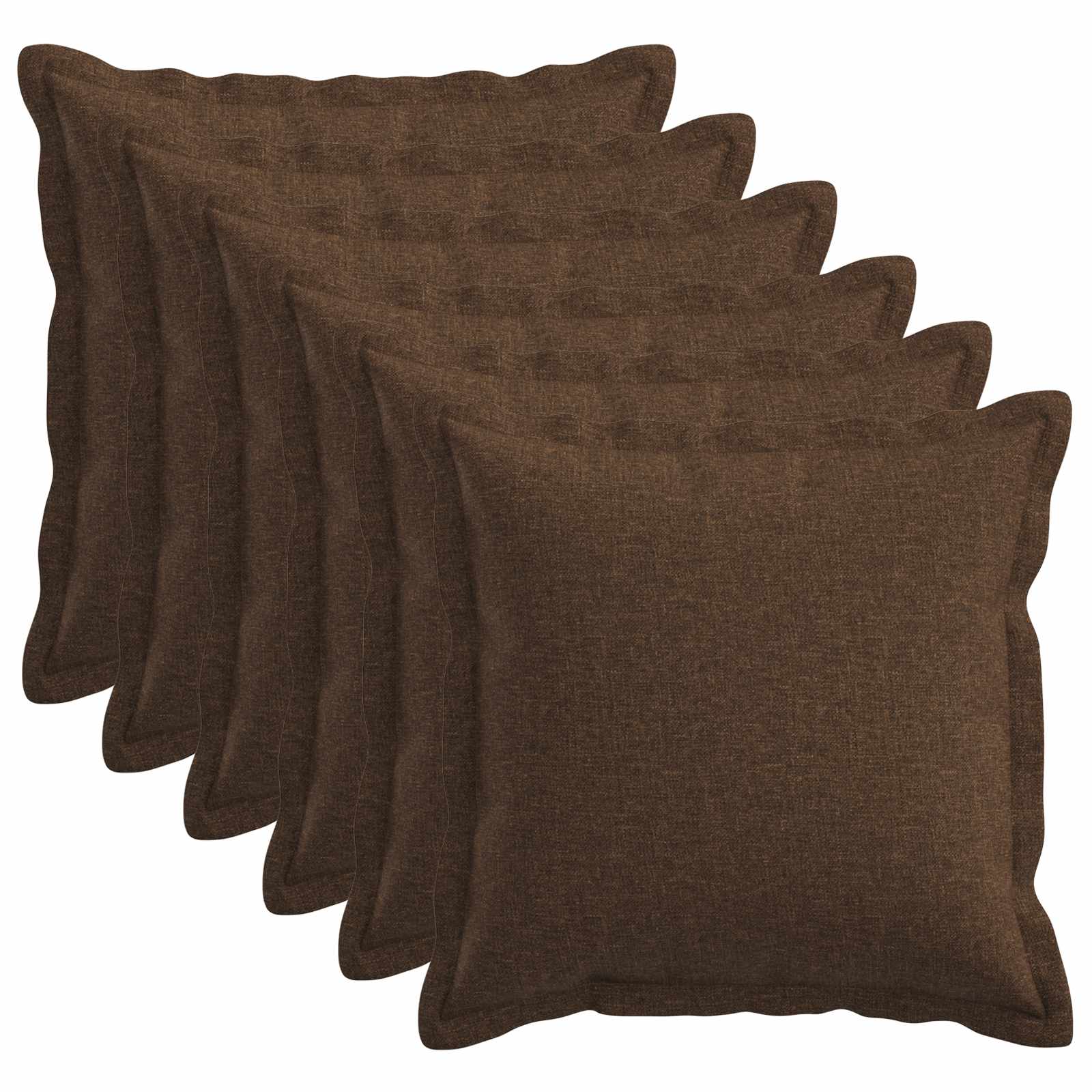 Kussensloop 6 pcs HOUTEN Bruin 45 x 45 cm Faux Linnen image 1