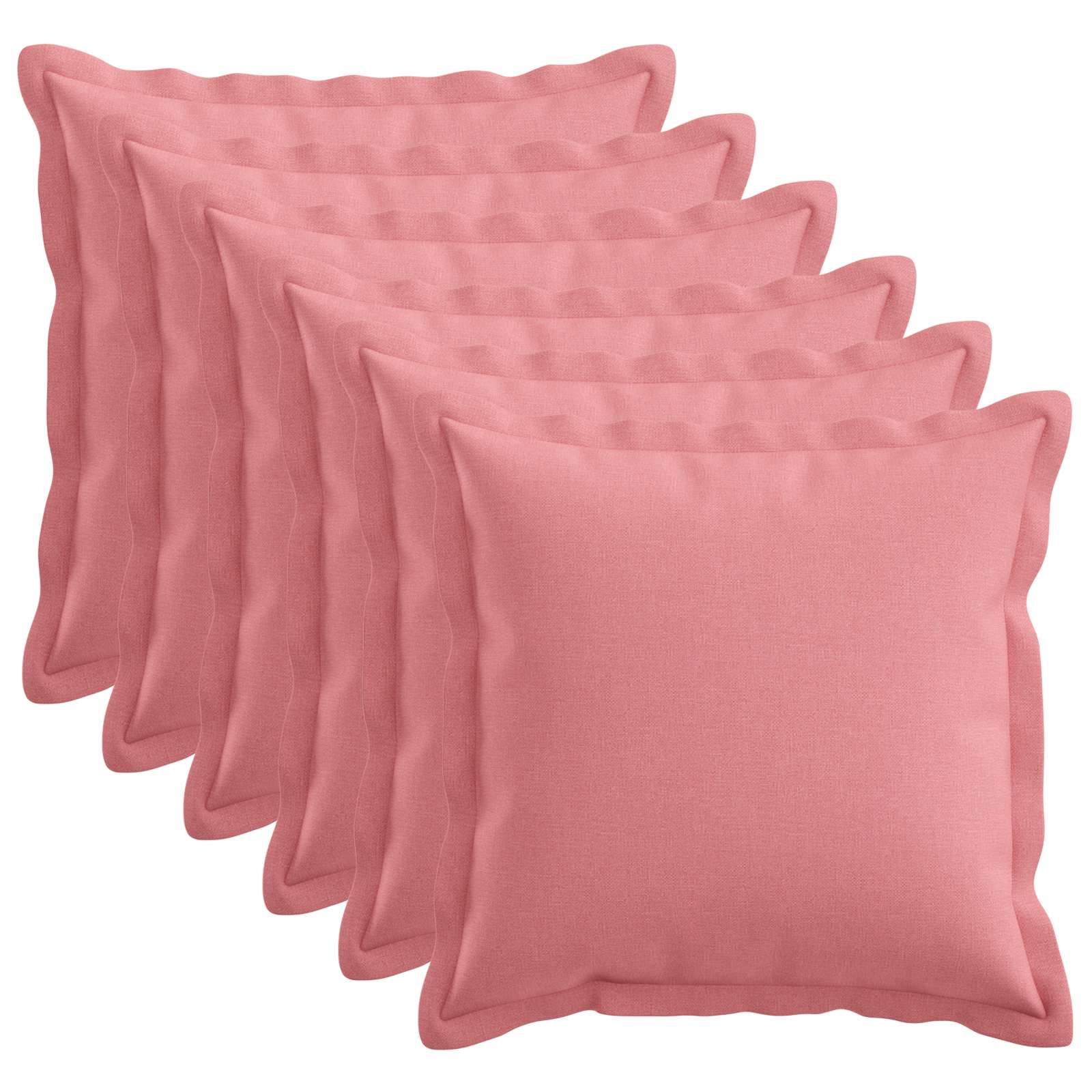 Kussensloop 6 pcs HOUTEN Roze 45 x 45 cm Faux Linnen image 1