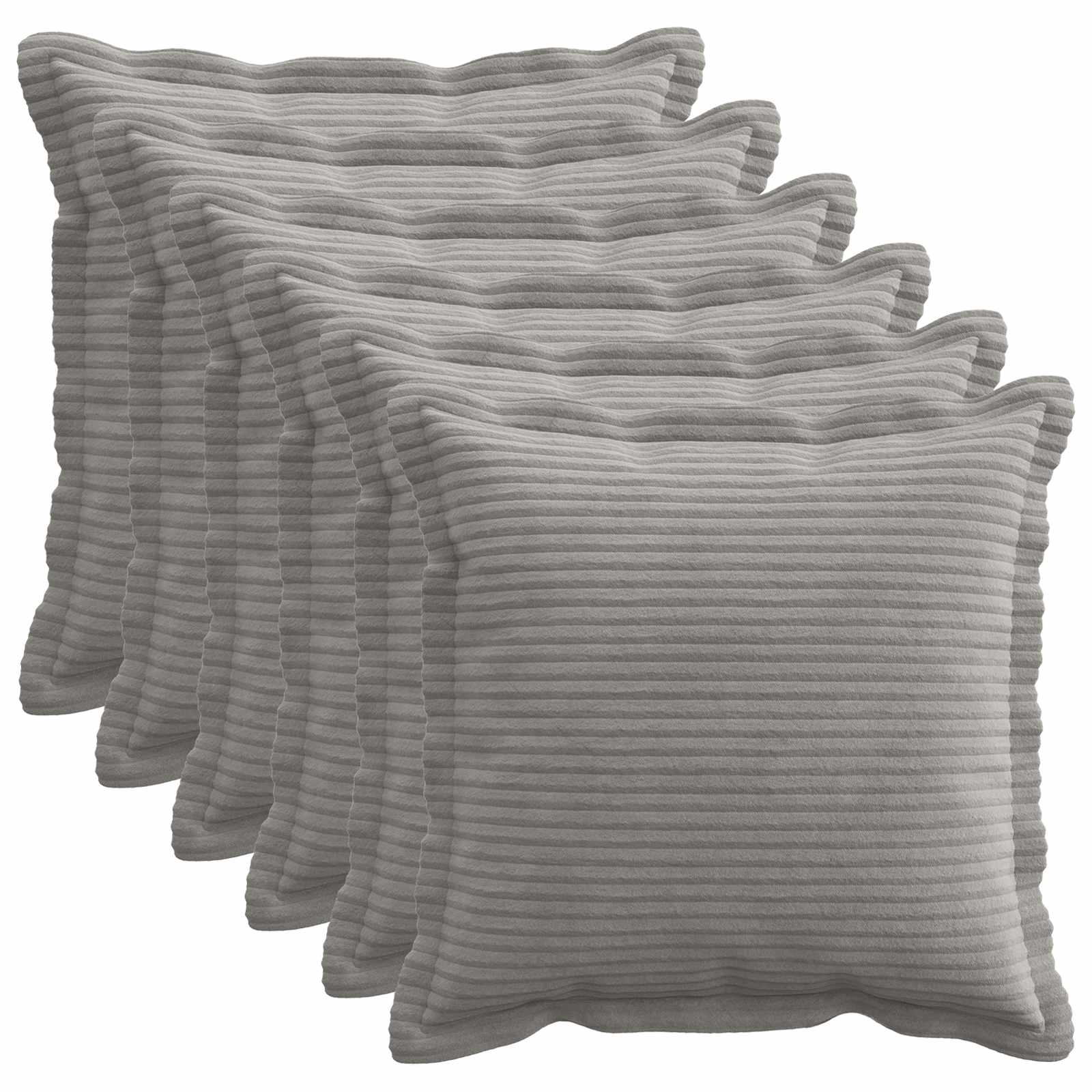 Kussensloop 6 st HOUTEN Lichtgrijs 45 x 45 cm corduroy image 1