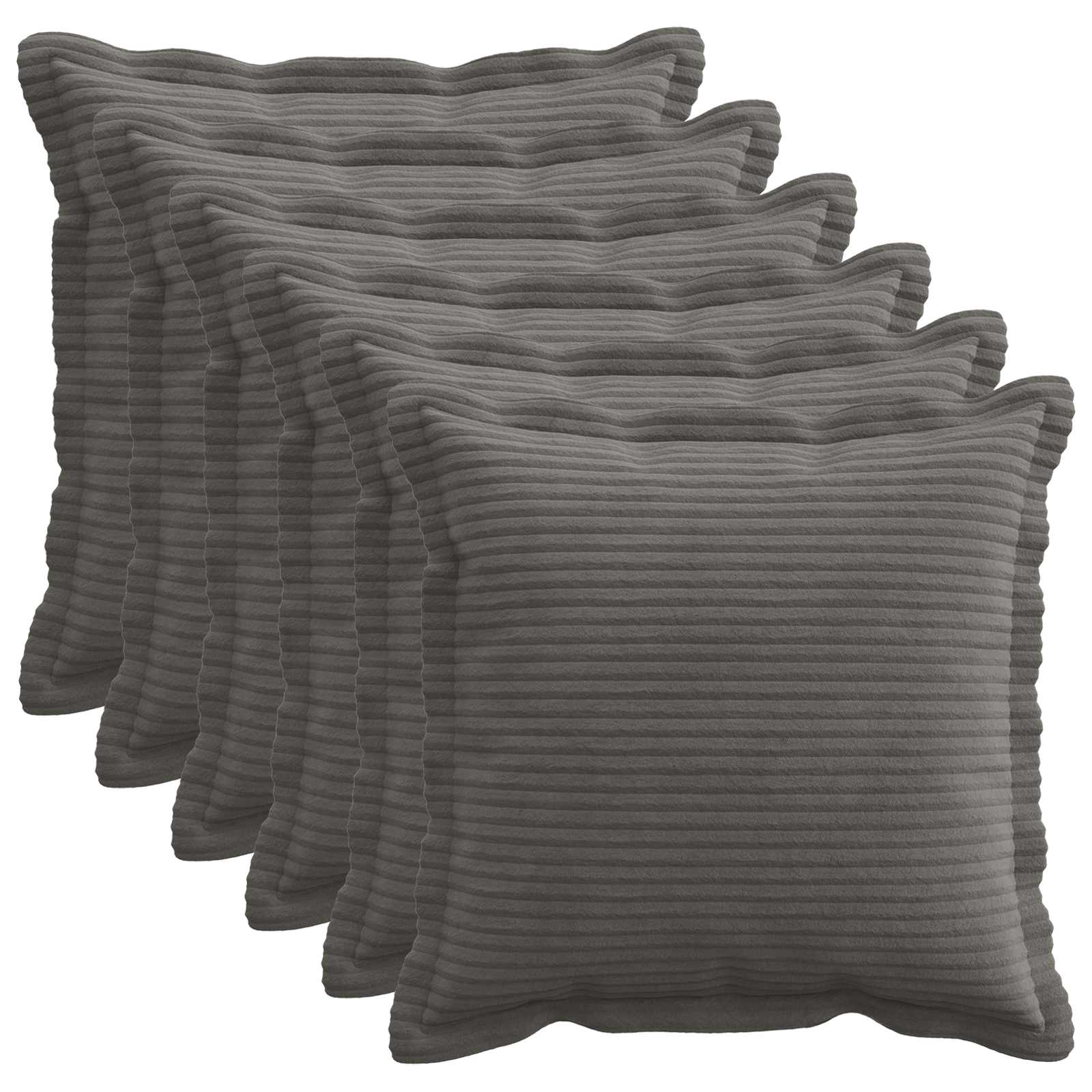 Kussensloop 6 st HOUTEN Donkergrijs 45 x 45 cm corduroy image 1