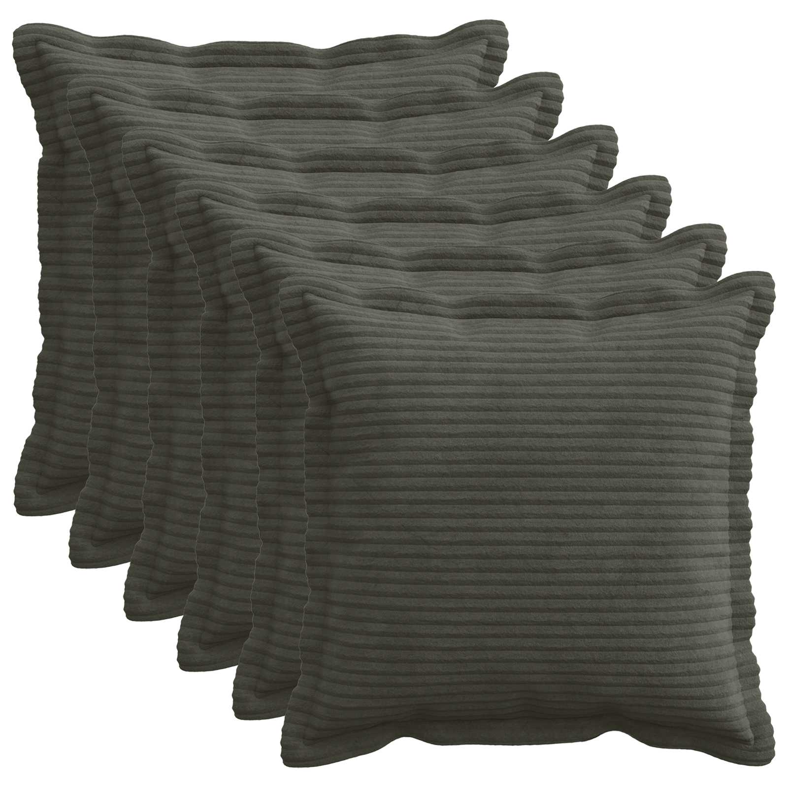 Kussensloop 6 st HOUTEN Antraciet 45 x 45 cm corduroy image 1