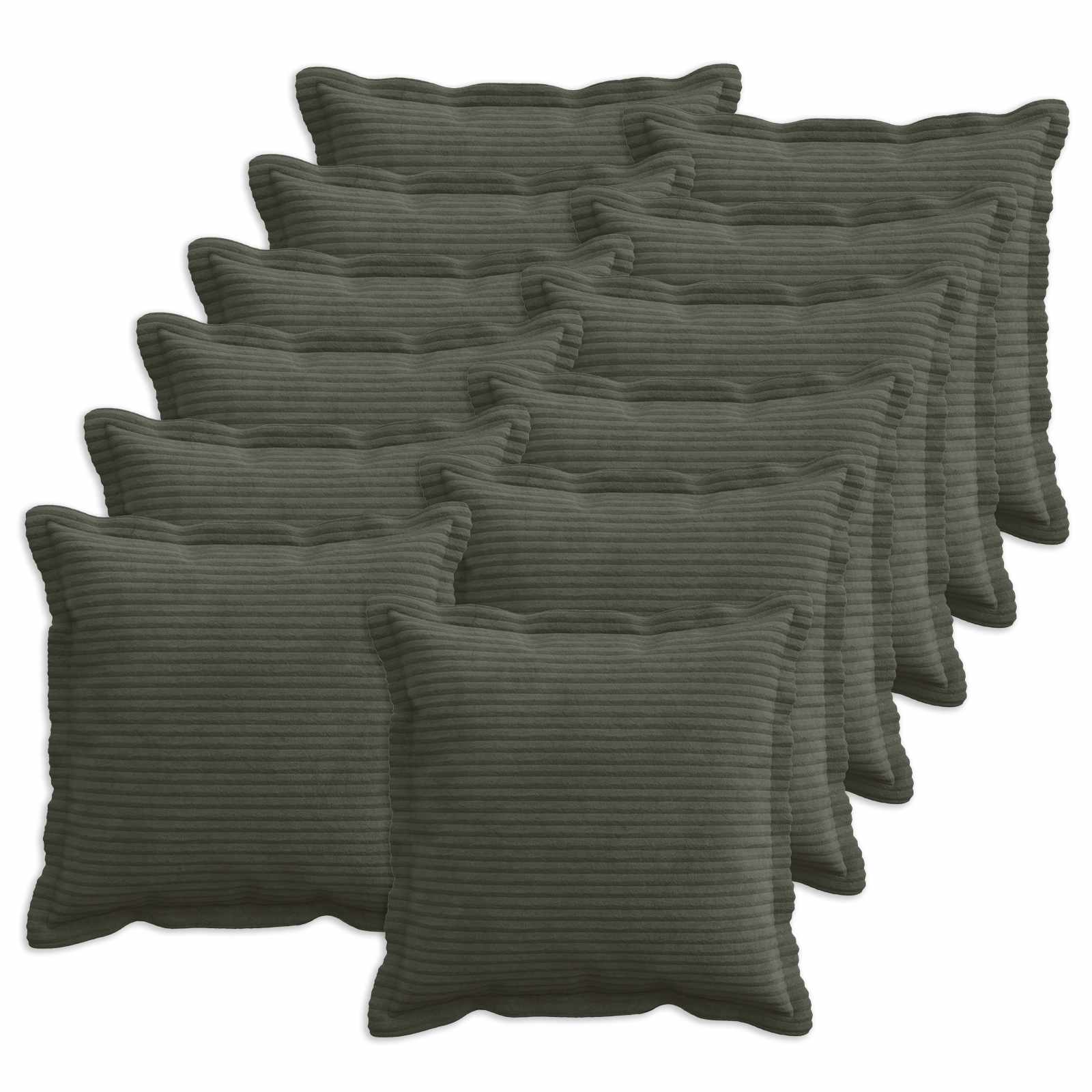 Kussensloop 12 st HOUTEN Antraciet 45 x 45 cm corduroy image 1