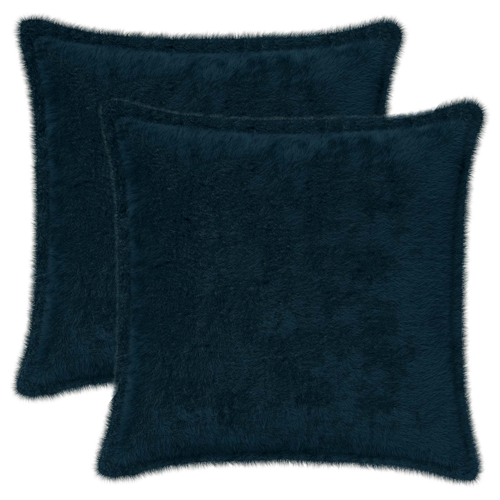 Kussensloop 2 st HOUTEN Marineblauw 45 x 45 cm Nep Konijnenbont image 1