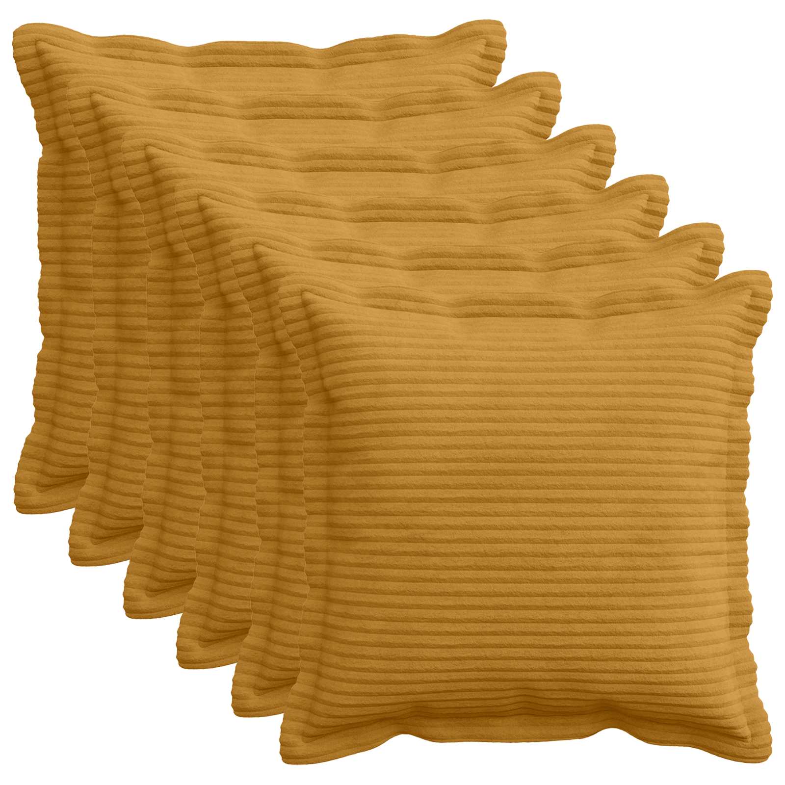 Kussensloop 6 st HOUTEN Geel 50 x 50 cm corduroy image 1