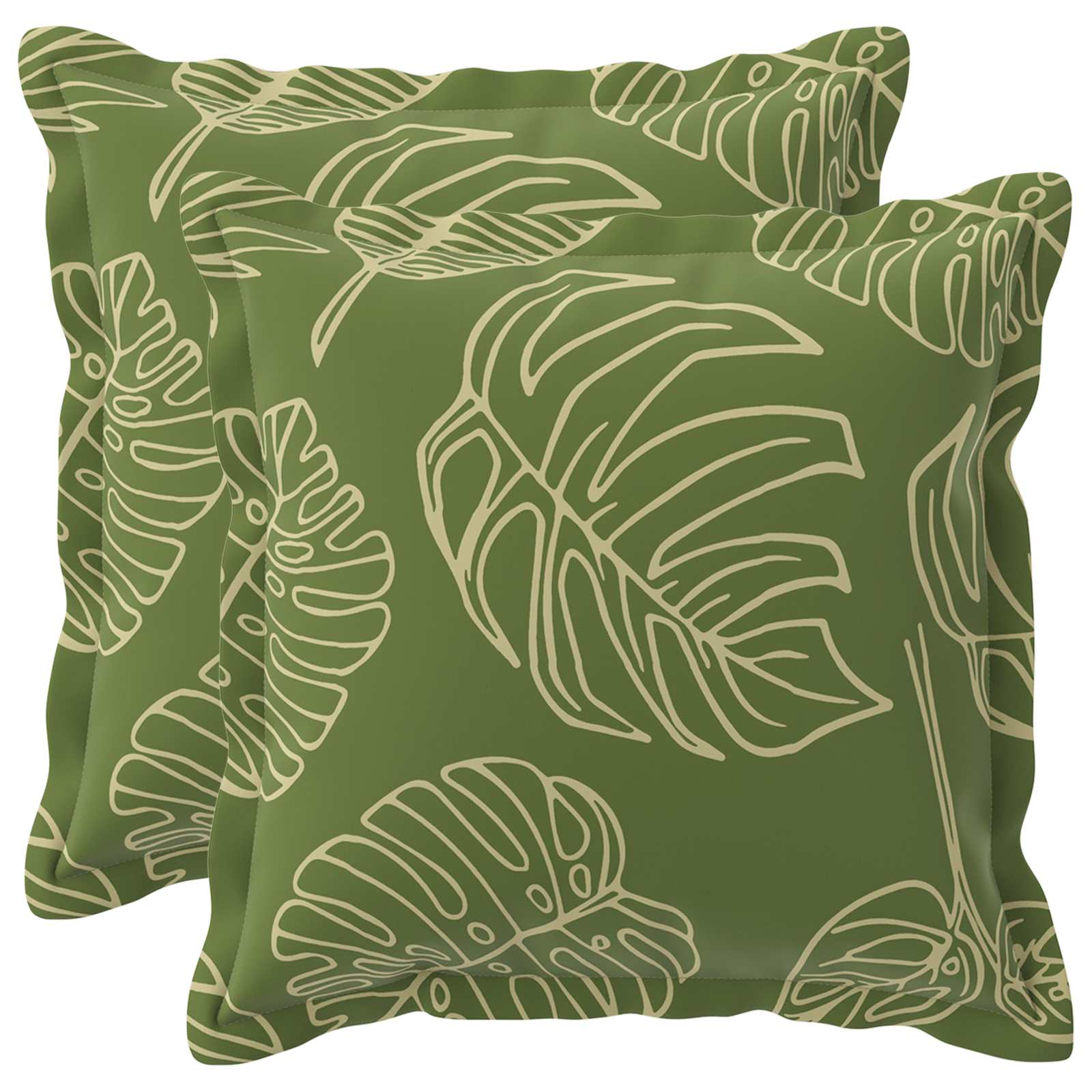 Kussensloop 2 st HOUTEN Bladontwerp 50 x 50 cm Polyester image 1