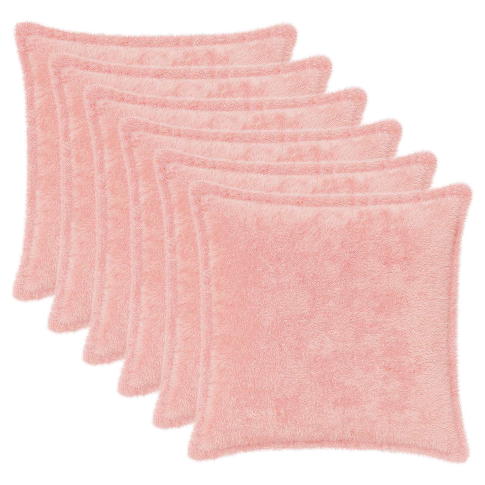 Kussensloop 6 st HOUTEN Roze 50 x 50 cm Nep Konijnenbont image 1