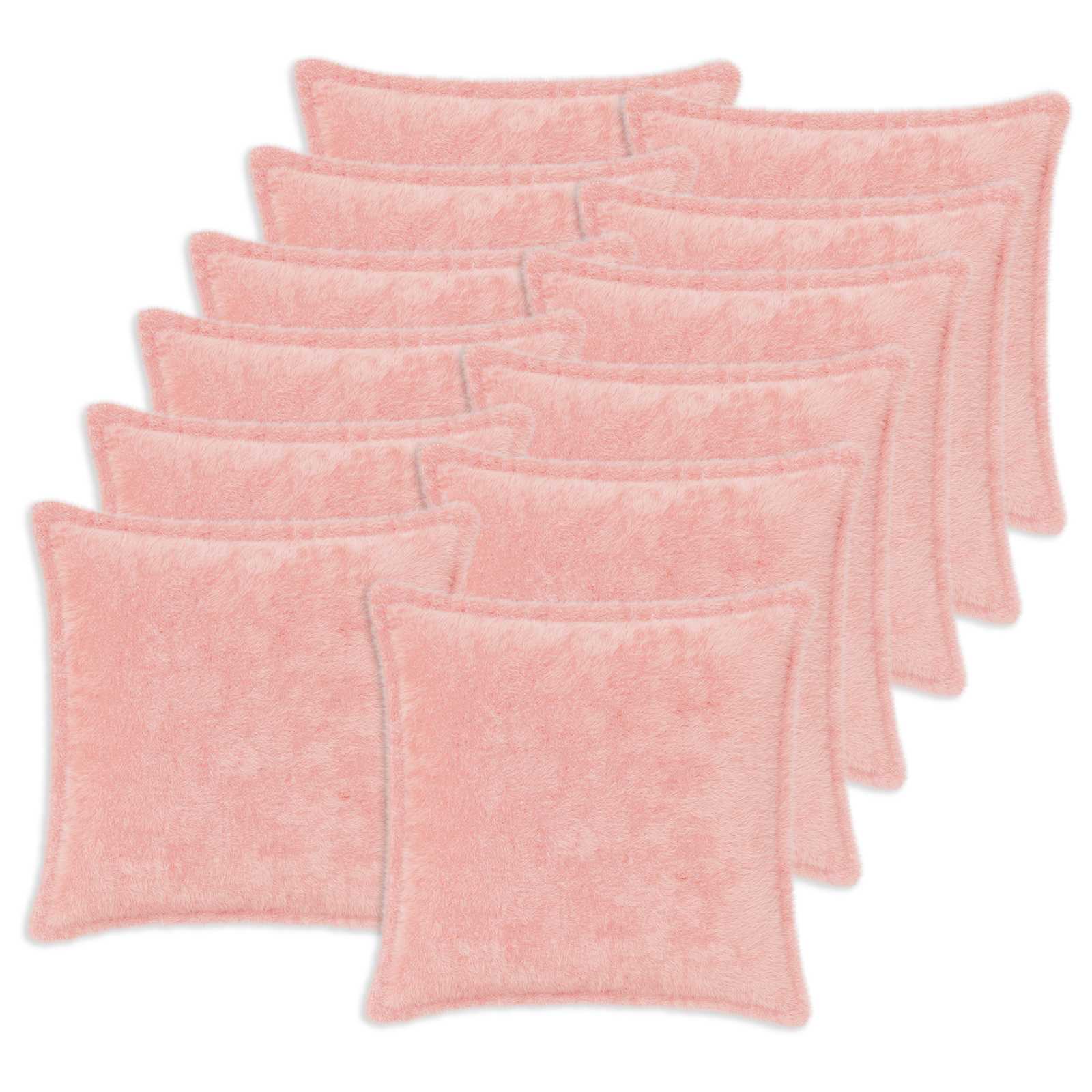 Kussensloop 12 st HOUTEN Roze 50 x 50 cm Nep Konijnenbont image 1