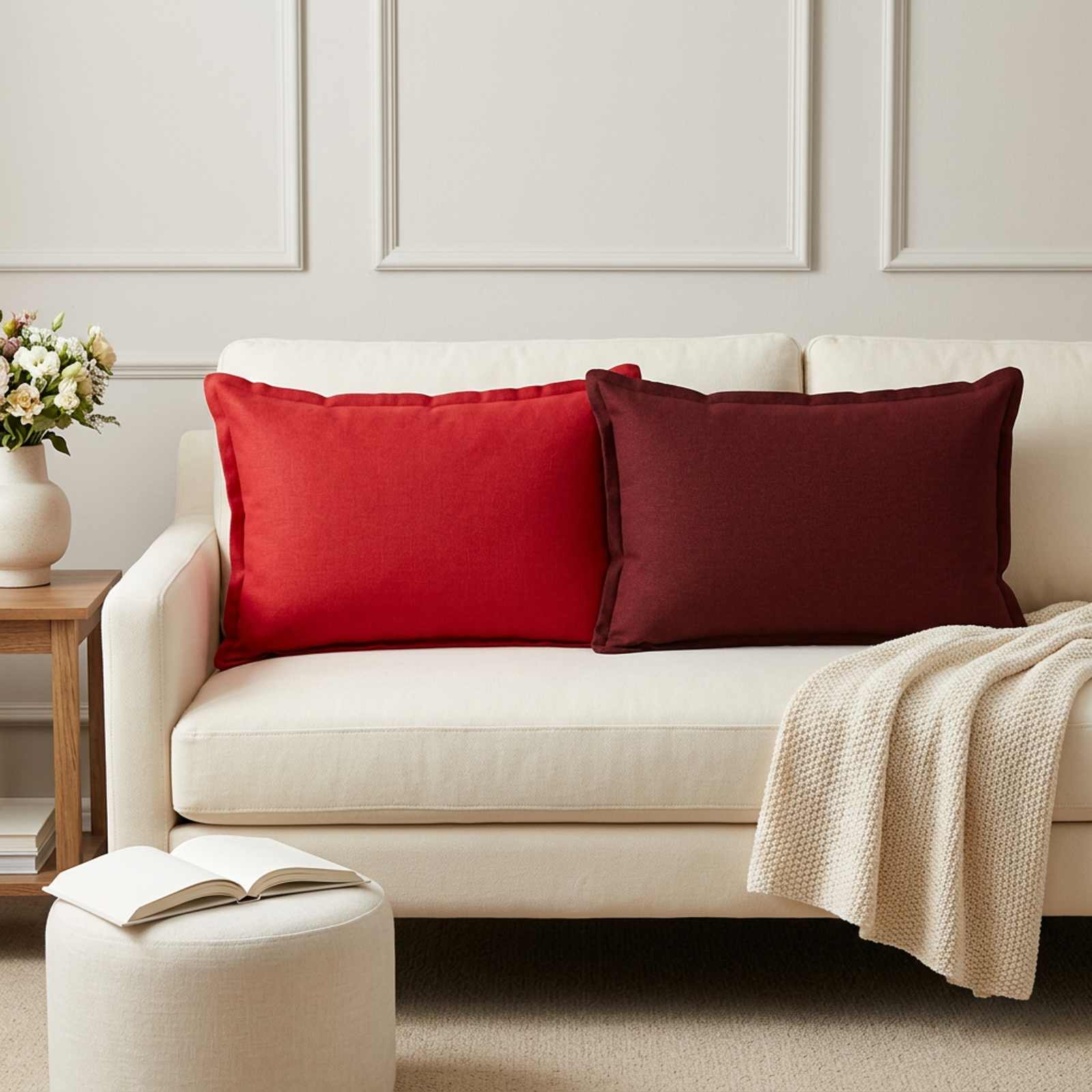 Prevleka za blazino 2 kos HOUTEN Vinorodna rdeča 50 x 80 cm