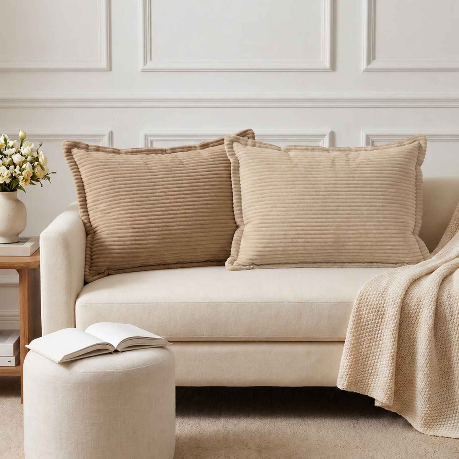 Prevleka za blazino 2 kos HOUTEN Rjava 50 x 75 cm korduroy