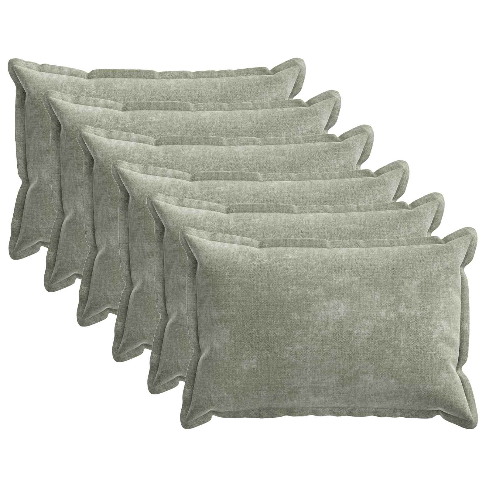 Kussensloop 6 st HOUTEN Groen 50 x 70 cm Chenille Stof image 1