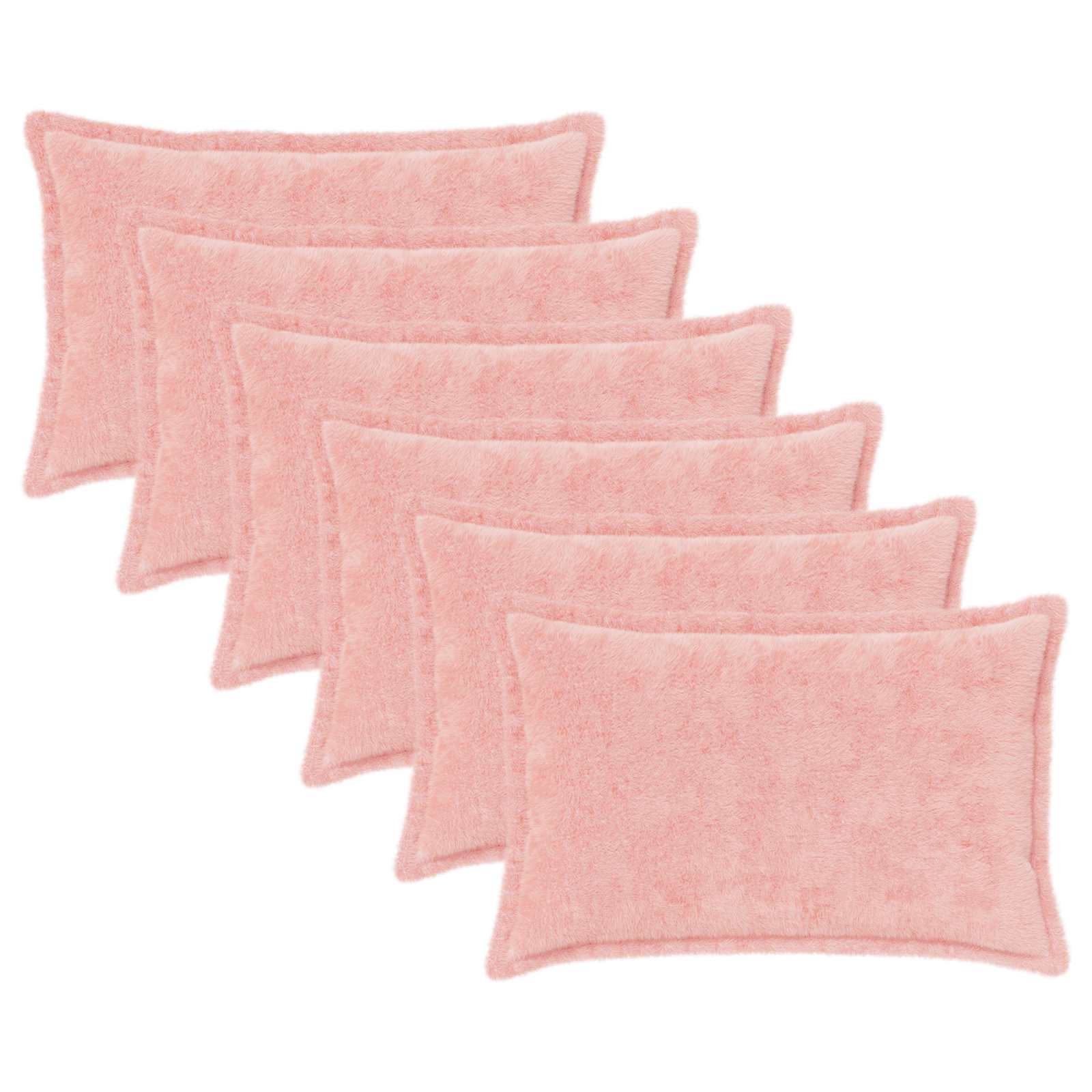 Kussensloop 6 st HOUTEN Roze 50 x 70 cm Nep Konijnenbont image 1