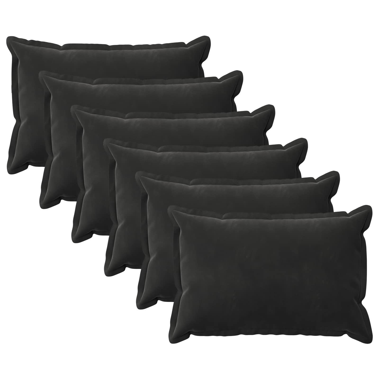 Kussensloop 6 pcs HOUTEN Zwart 50 x 75 cm Fluweel image 1