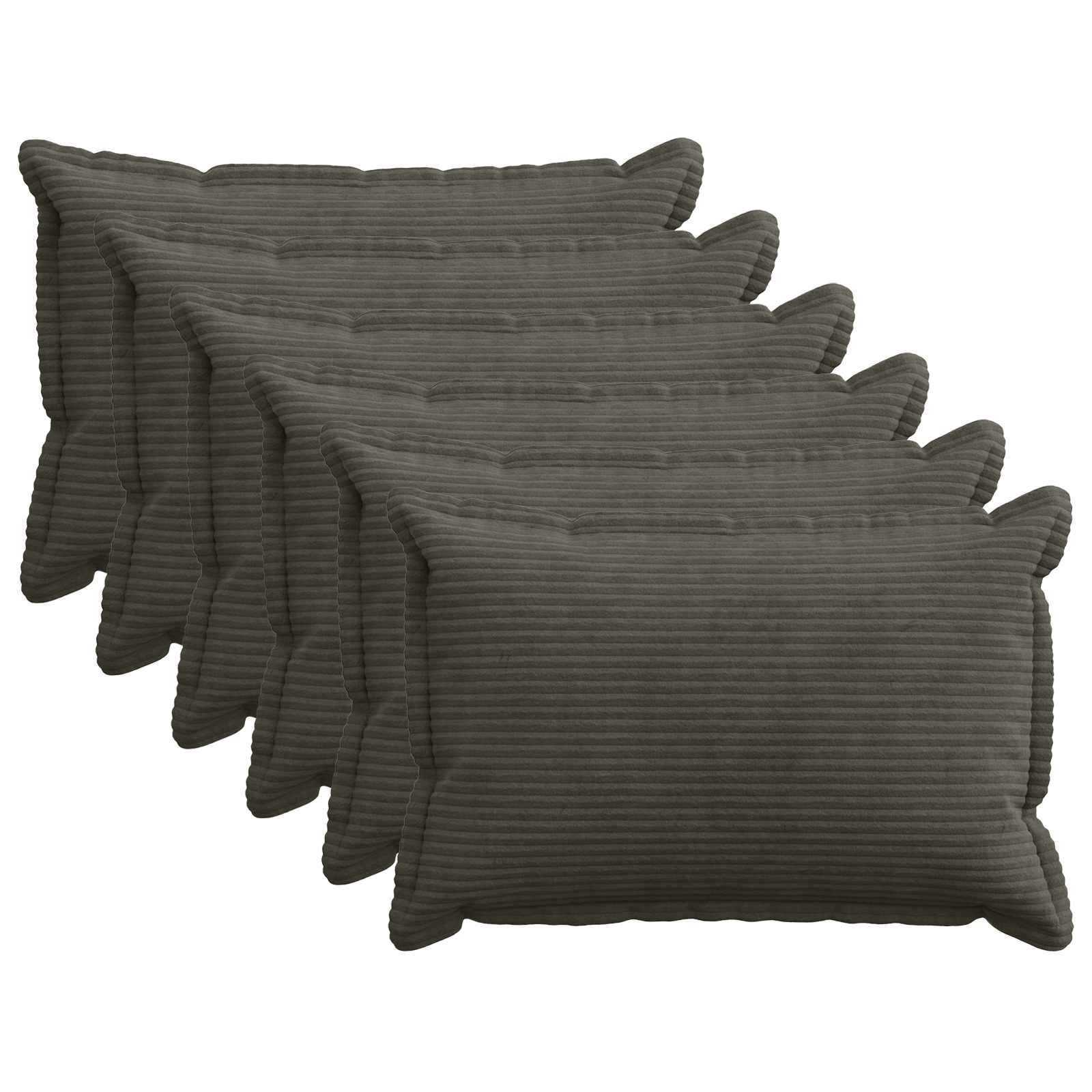 Kussensloop 6 st HOUTEN Antraciet 50 x 75 cm corduroy image 1