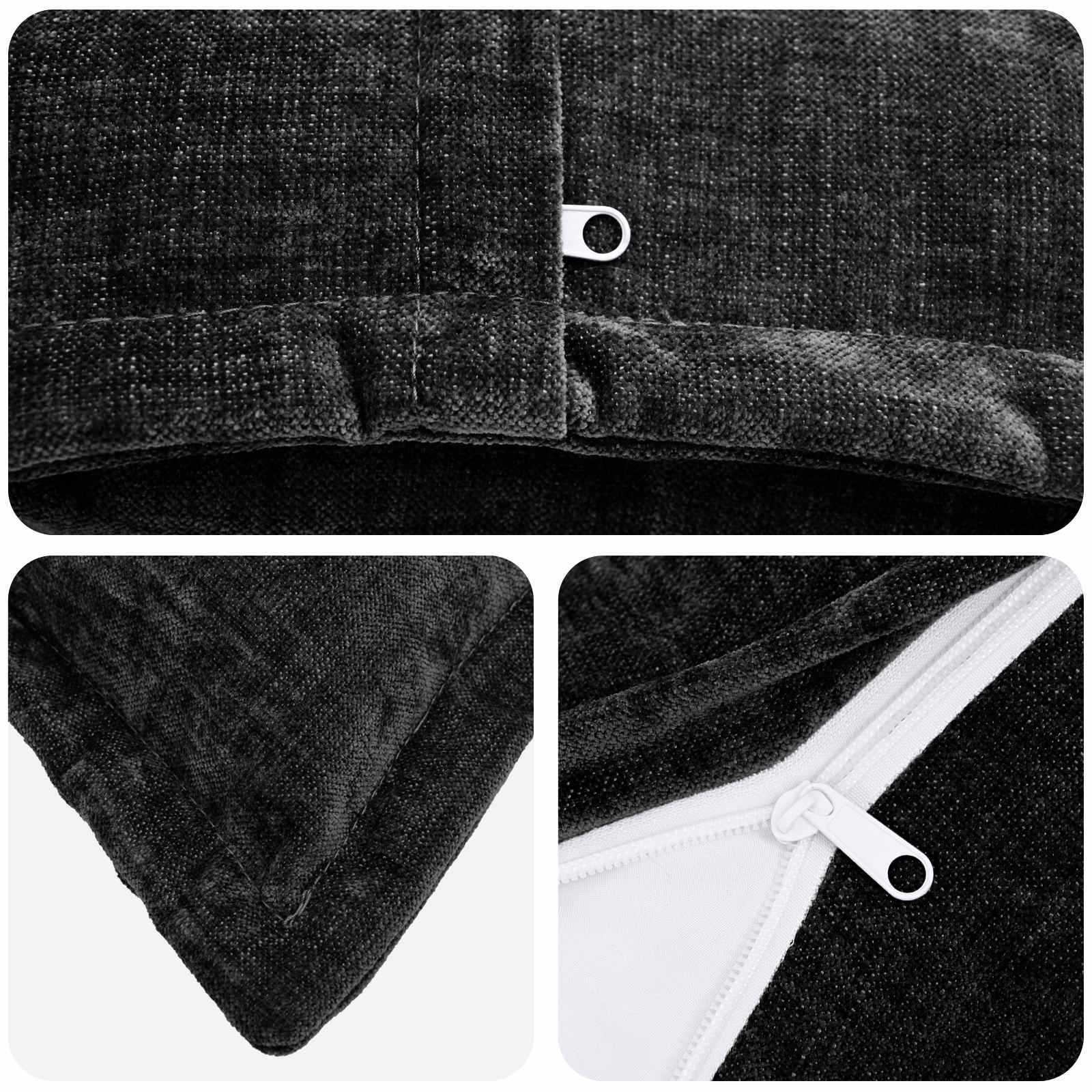 Kussensloop 6 st HOUTEN Antraciet 50 x 75 cm Chenille Stof image 5
