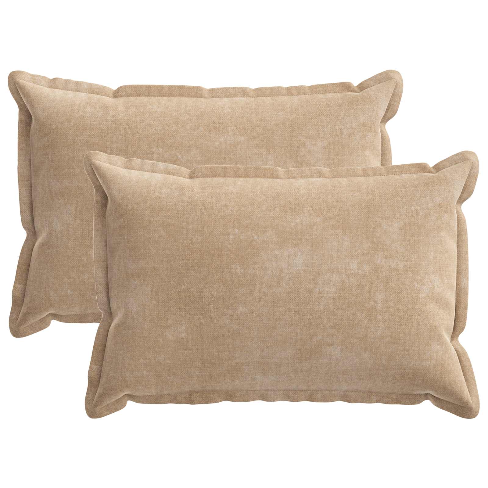 Kussensloop 2 st HOUTEN Taupe 50 x 75 cm Chenille Stof image 2