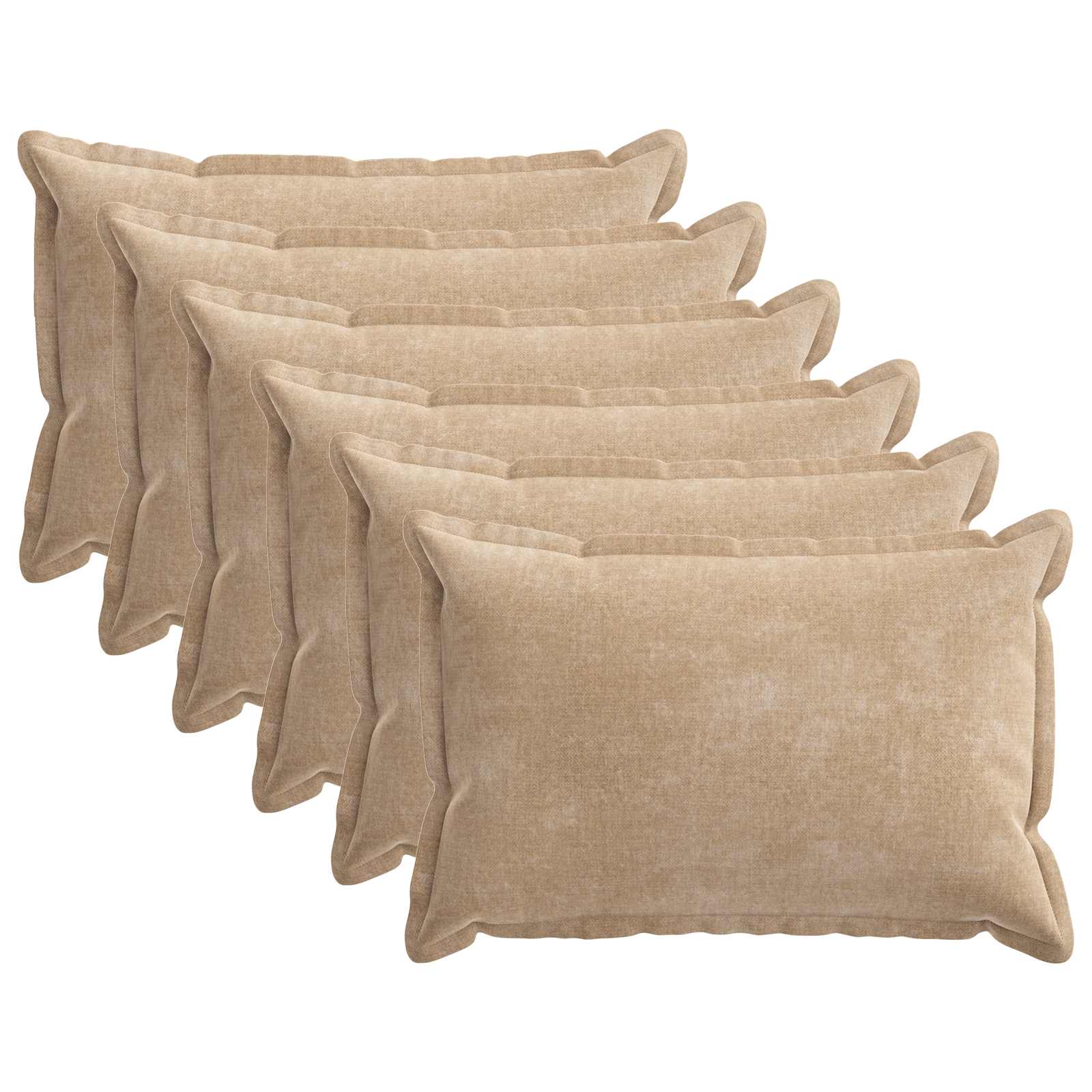 Kussensloop 6 st HOUTEN Taupe 50 x 80 cm Chenille Stof image 2