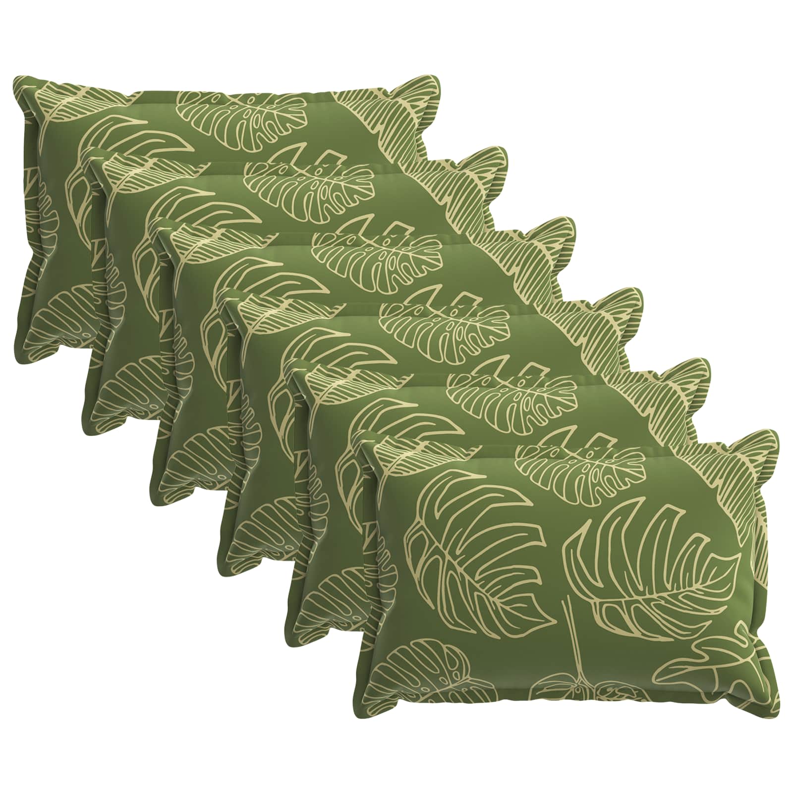 Kussensloop 6 st HOUTEN Bladontwerp 50 x 80 cm Polyester image 1