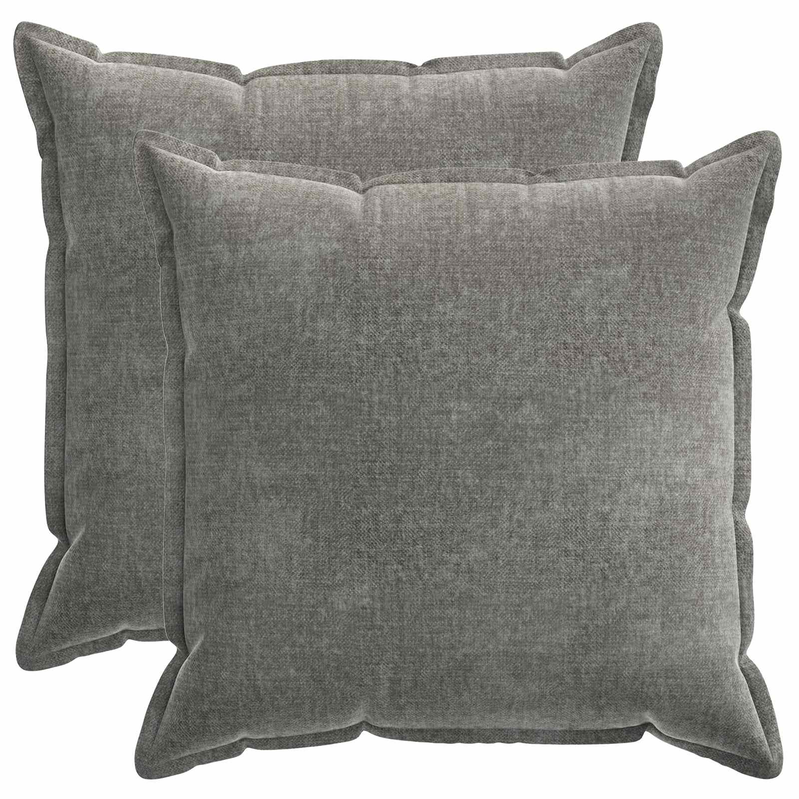 Kussensloop 2 st HOUTEN Donkergrijs 55 x 55 cm Chenille Stof image 2