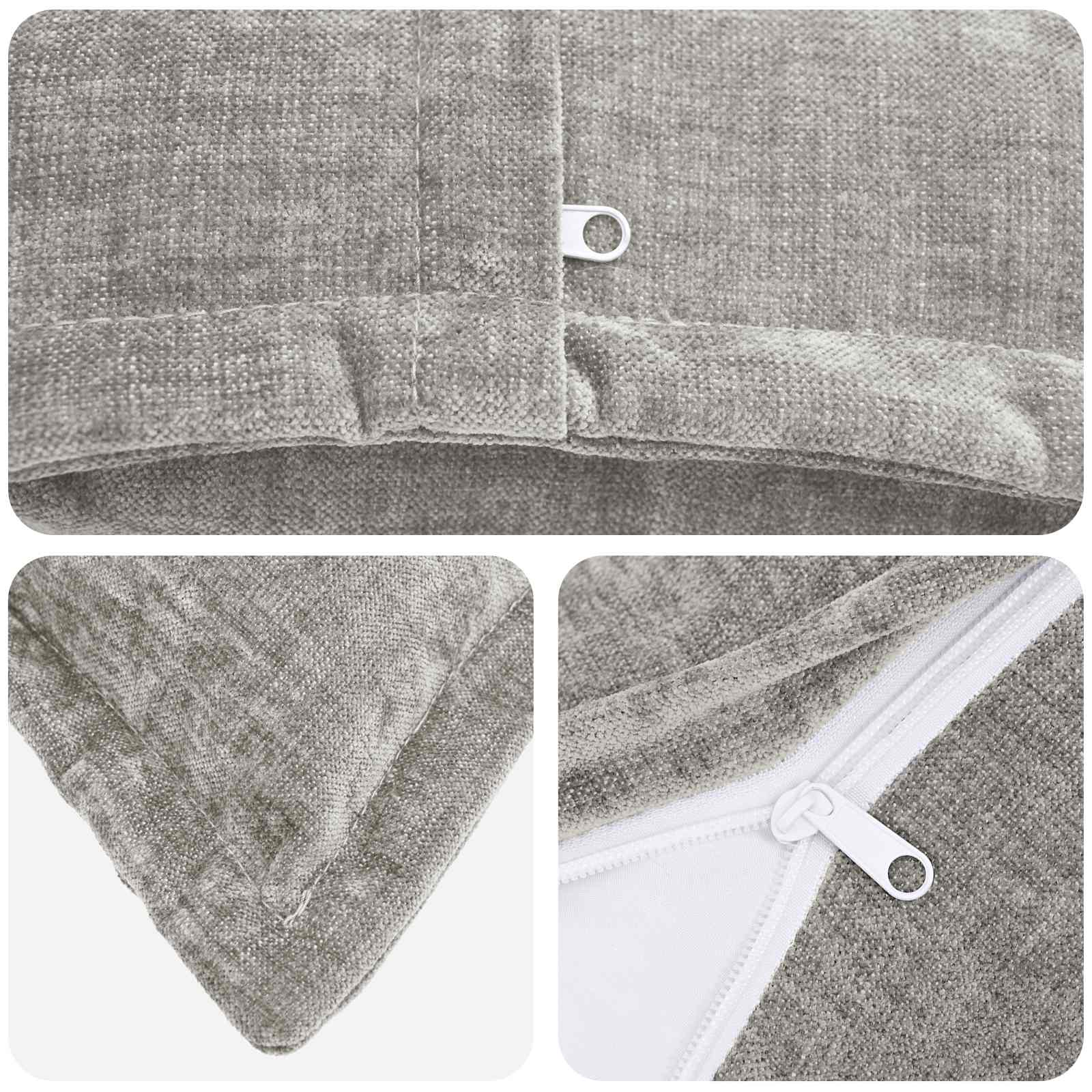 Kussensloop 2 st HOUTEN Lichtgrijs 55 x 55 cm Chenille Stof image 5