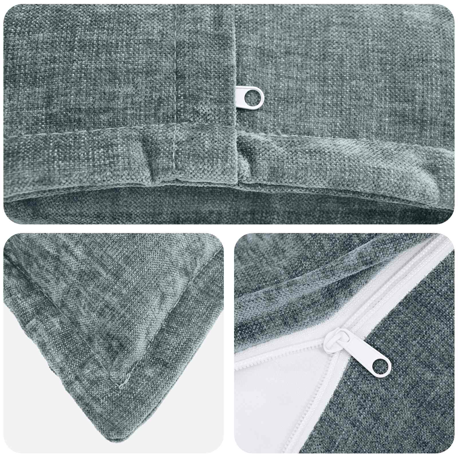 Kussensloop 2 st HOUTEN Lichtblauw 55 x 55 cm Chenille Stof image 5