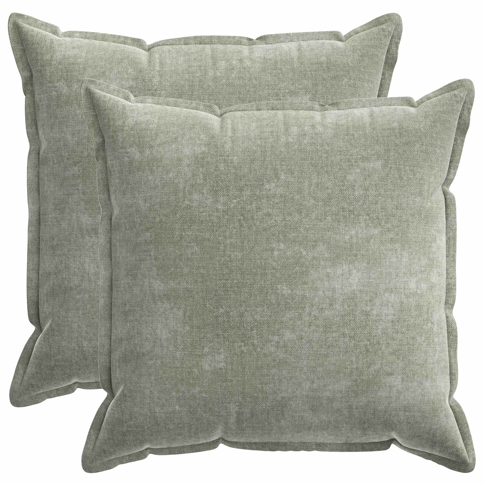 Kussensloop 2 st HOUTEN Groen 55 x 55 cm Chenille Stof image 2