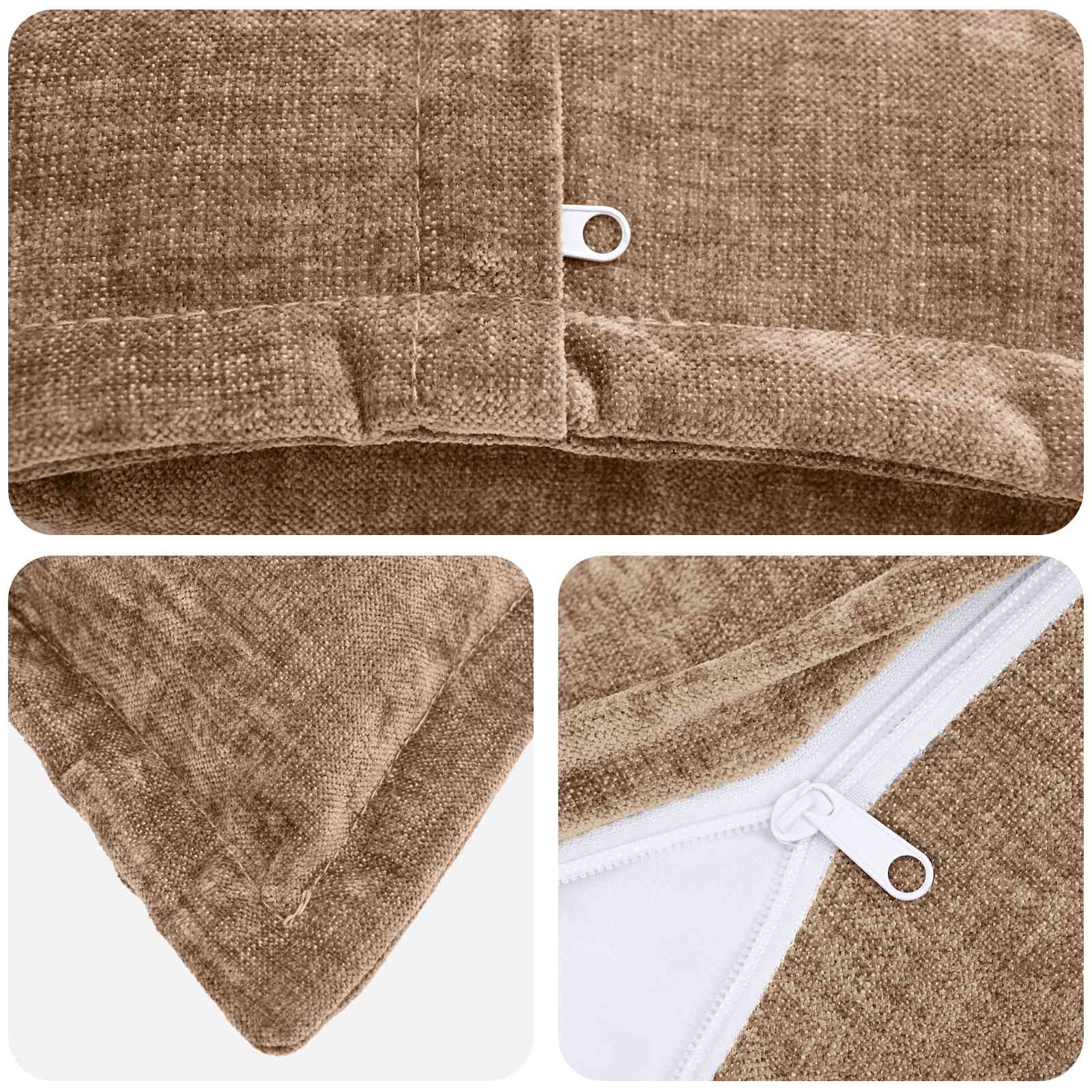 Kussensloop 2 st HOUTEN Bruin 55 x 55 cm Chenille Stof image 5