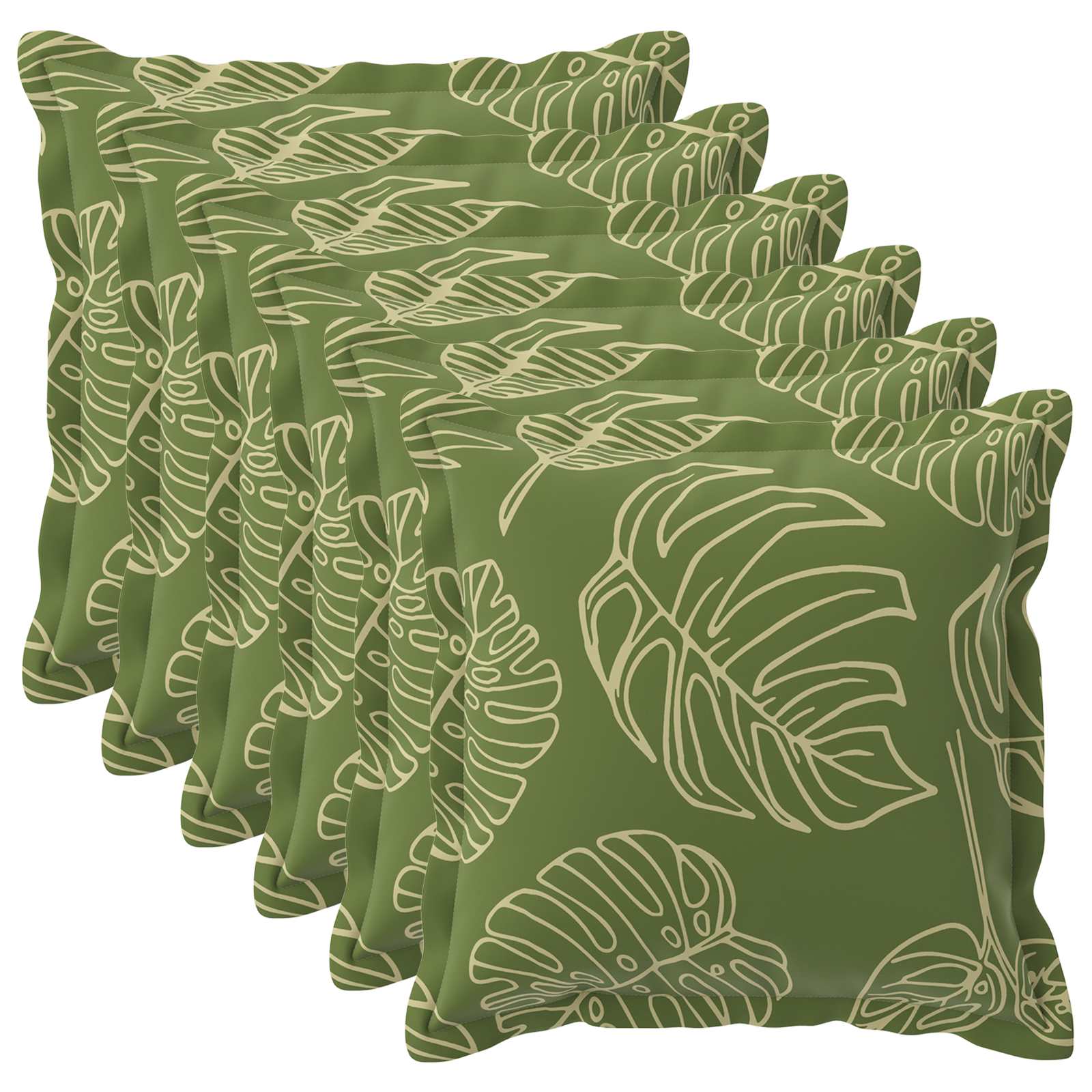 Kussensloop 6 st HOUTEN Bladontwerp 55 x 55 cm Polyester image 1