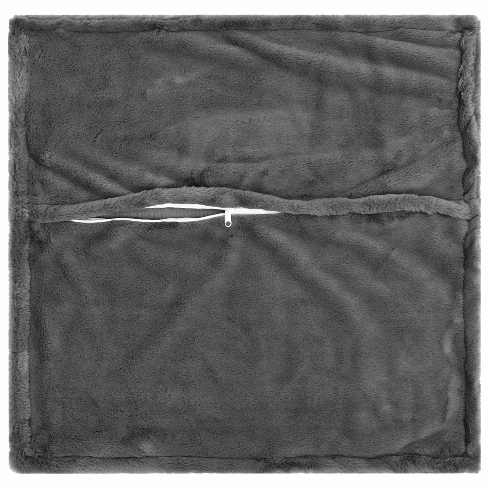 Kussensloop 2 st HOUTEN Donkergrijs 55 x 55 cm Nep Konijnenbont image 3