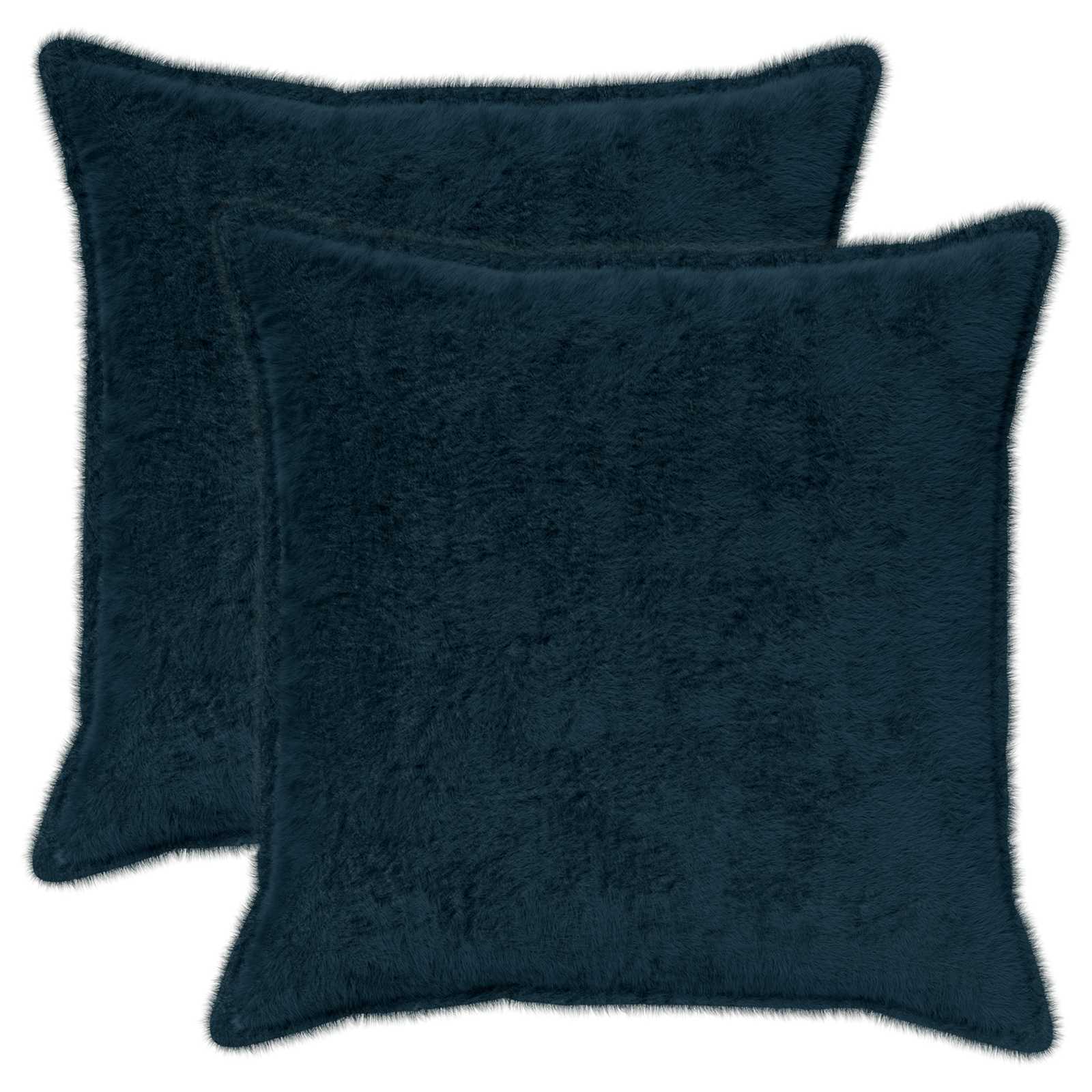 Kussensloop 2 st HOUTEN Marineblauw 55 x 55 cm Nep Konijnenbont image 1