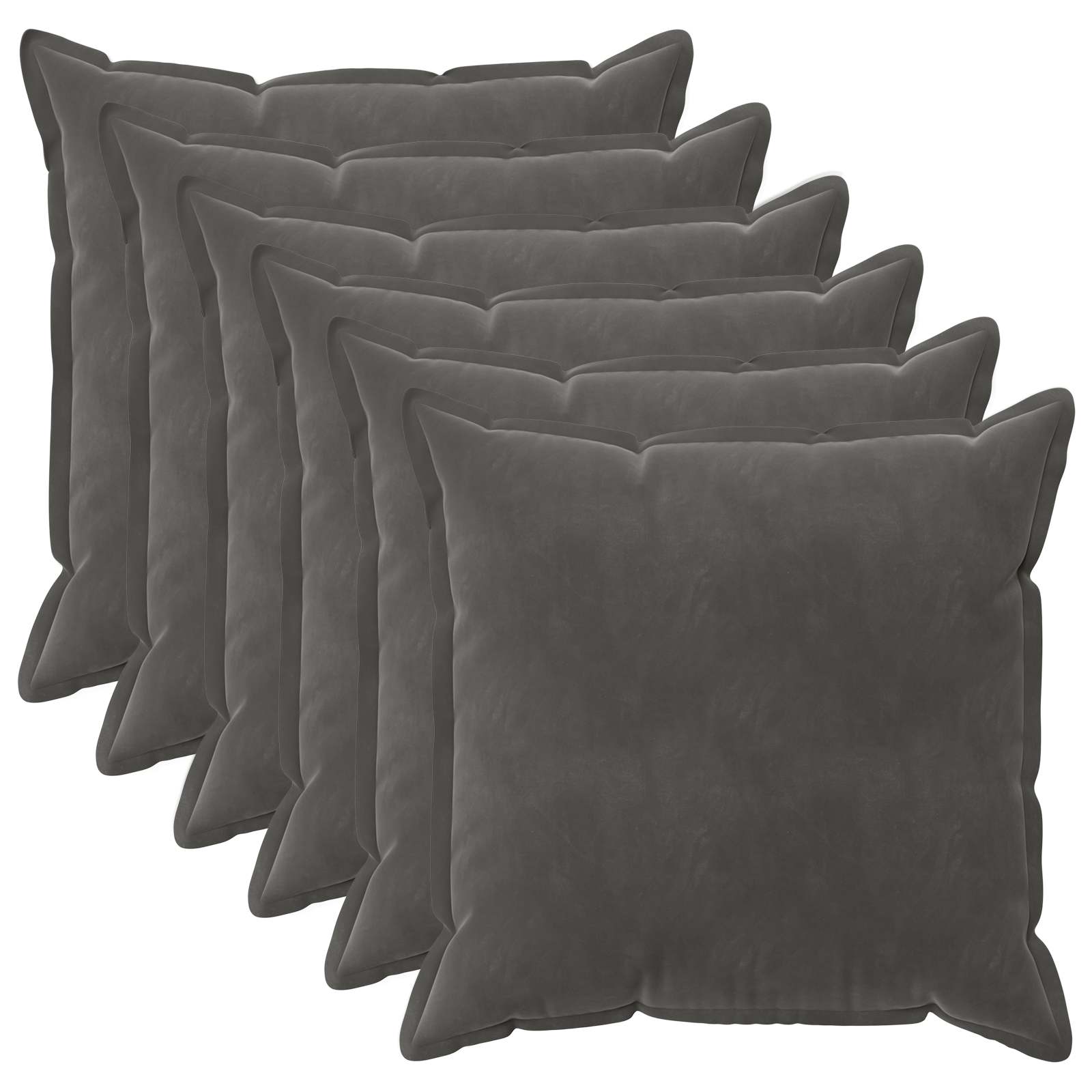 Kussensloop 6 pcs HOUTEN Donkergrijs 60 x 60 cm Fluweel image 1