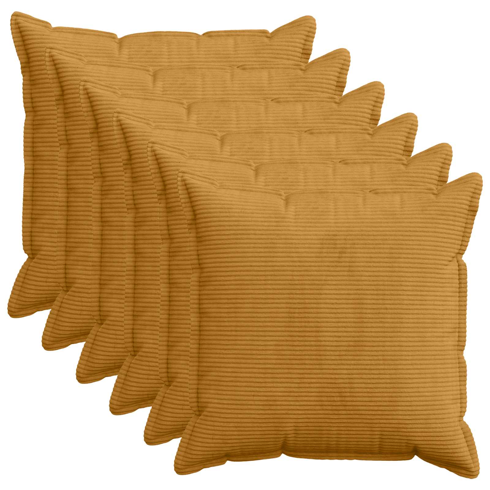 Kussensloop 6 st HOUTEN Geel 60 x 60 cm corduroy image 1