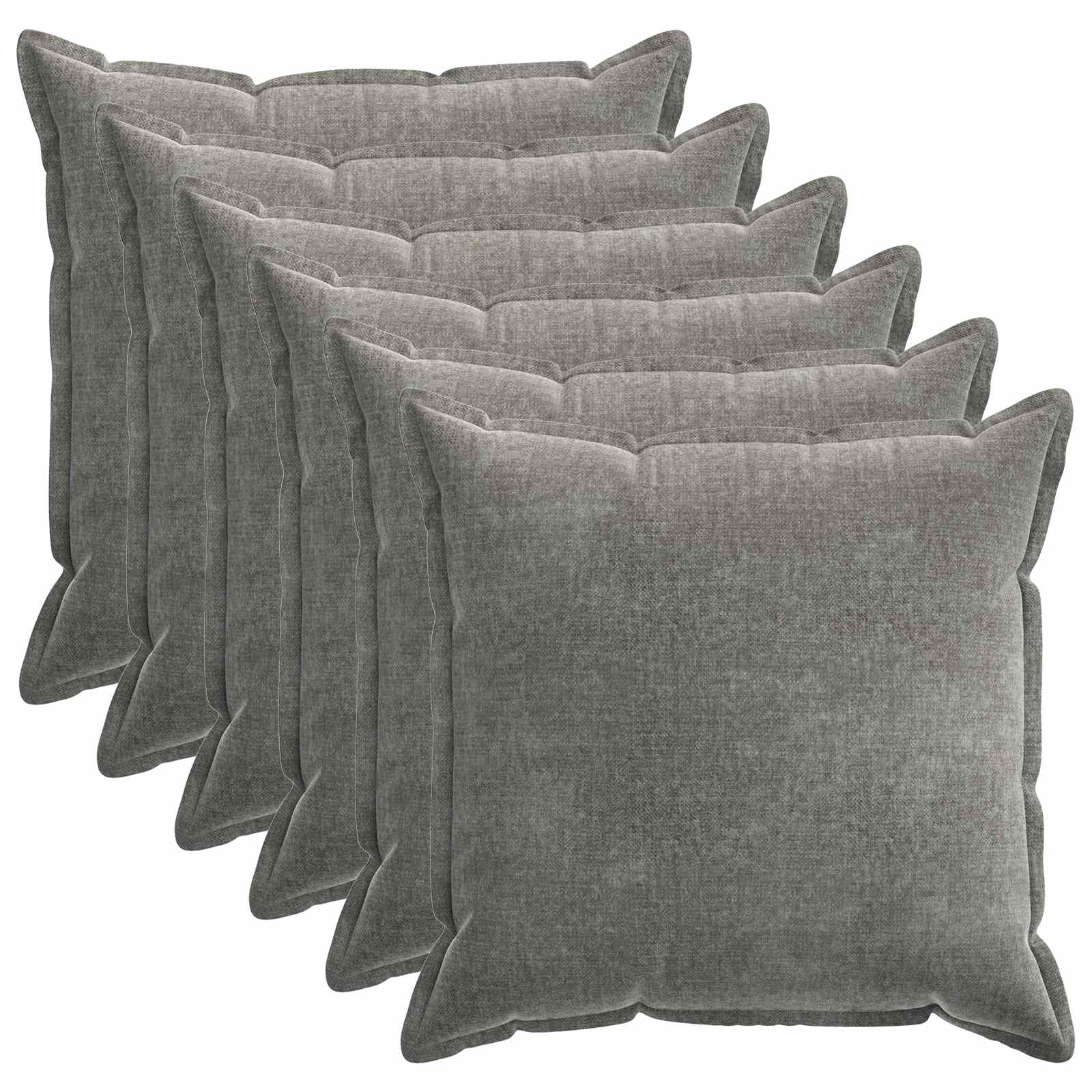 Kussensloop 6 st HOUTEN Donkergrijs 60 x 60 cm Chenille Stof image 2
