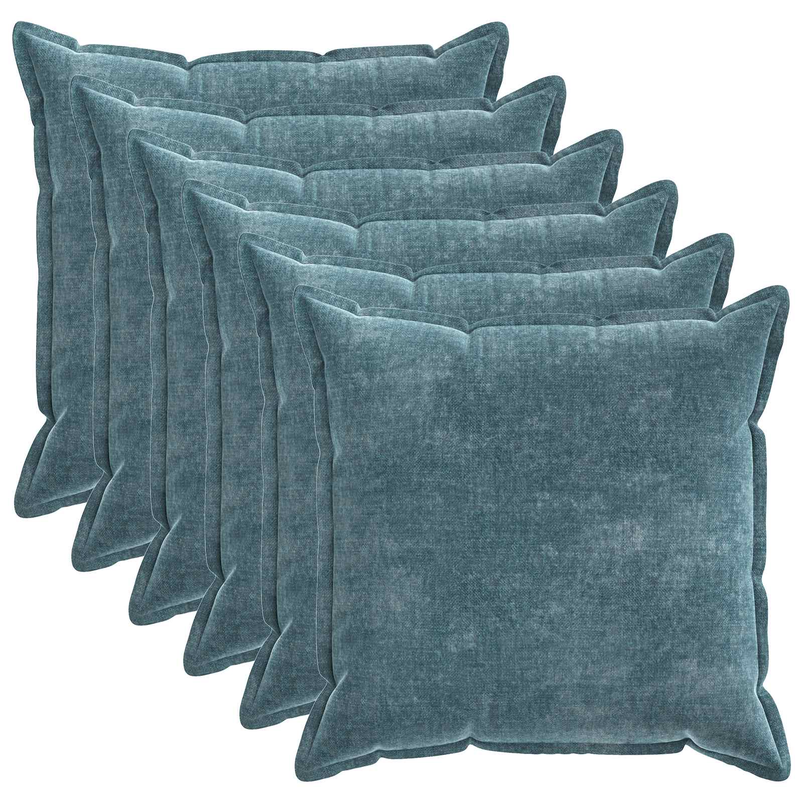 Kussensloop 6 st HOUTEN Blauw 60 x 60 cm Chenille Stof image 2
