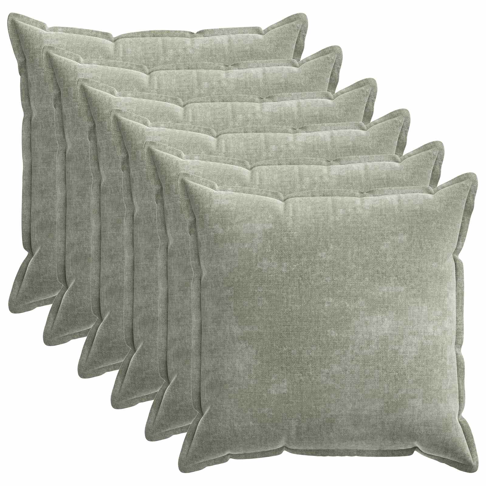 Kussensloop 6 st HOUTEN Groen 60 x 60 cm Chenille Stof image 2