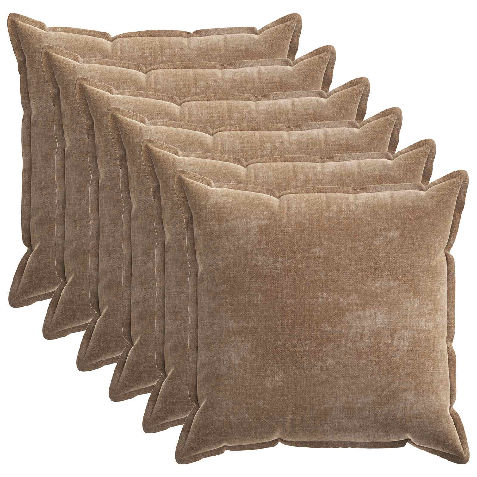 Kussensloop 6 st HOUTEN Bruin 60 x 60 cm Chenille Stof image 2