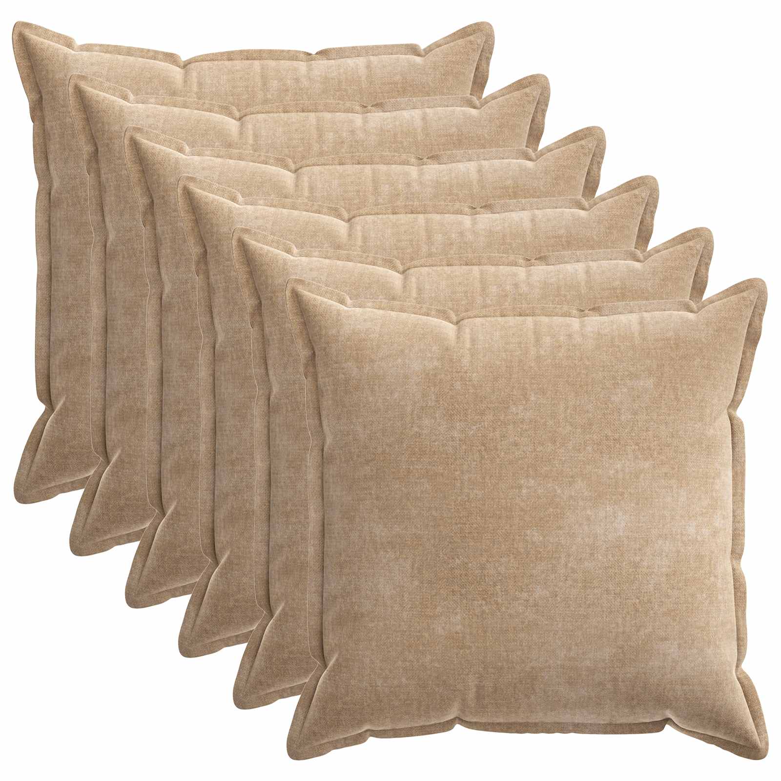 Kussensloop 6 st HOUTEN Taupe 60 x 60 cm Chenille Stof image 2