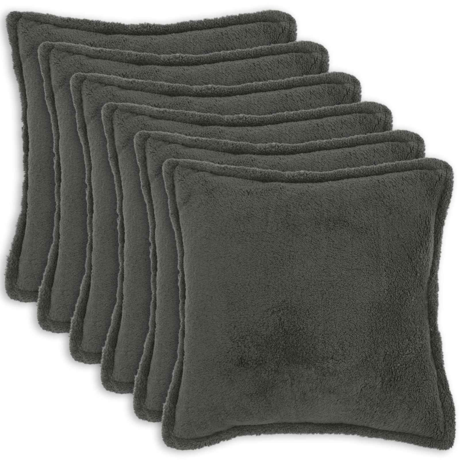 Prevleka za blazino 6 kos HOUTEN Temno siva 60 x 60 cm Bouclé