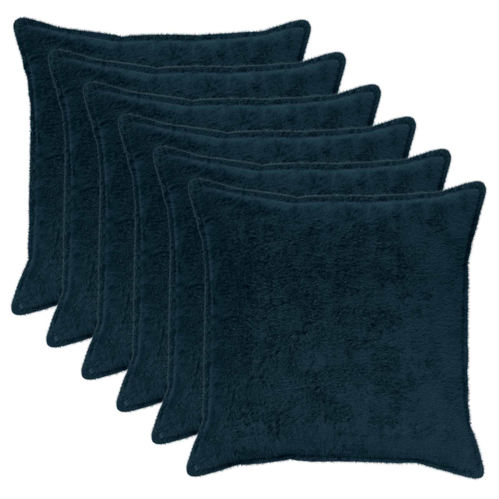 Kussensloop 6 st HOUTEN Marineblauw 60 x 60 cm Nep Konijnenbont image 1