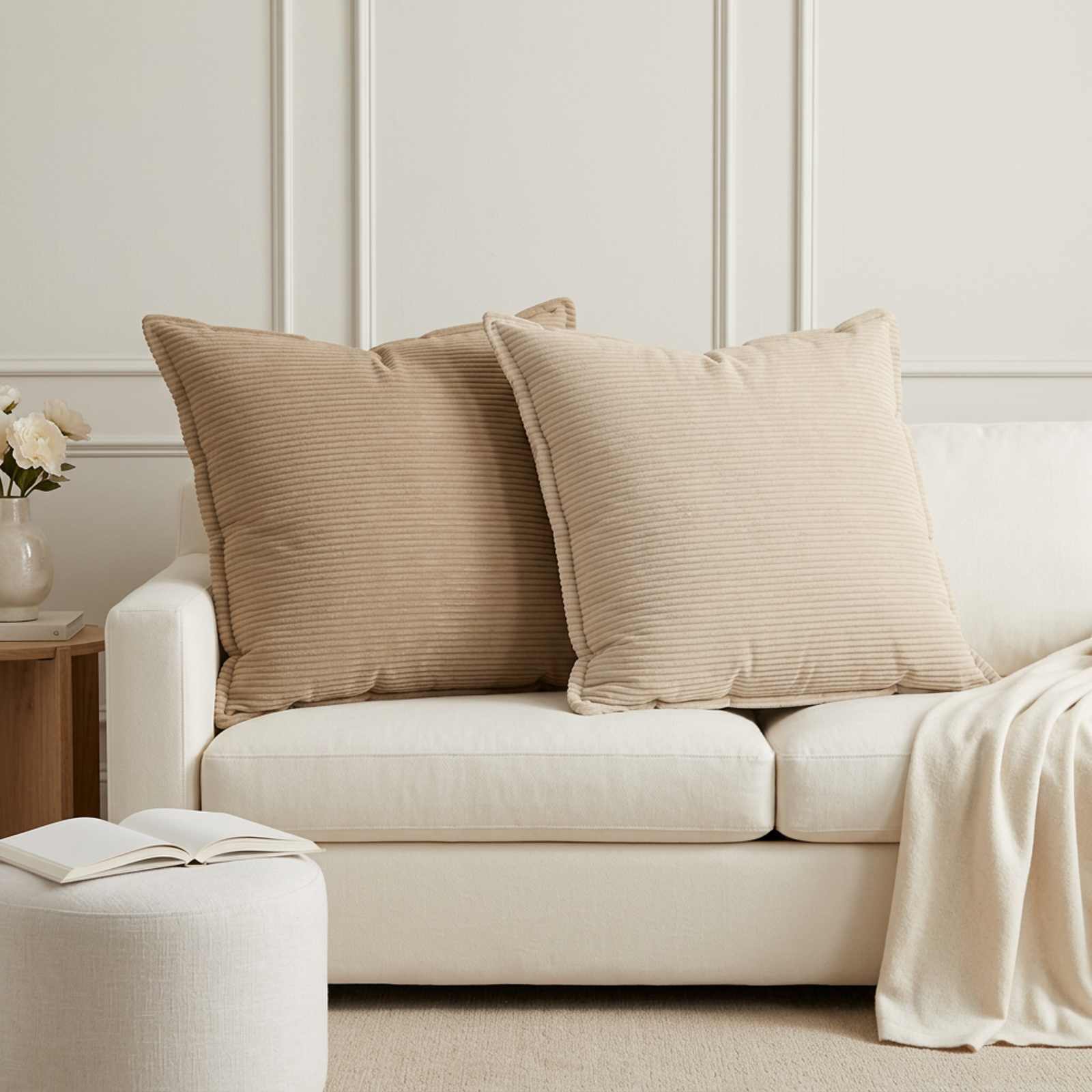 Prevleka za blazino 2 kos HOUTEN Taupe 80 x 80 cm korduroy