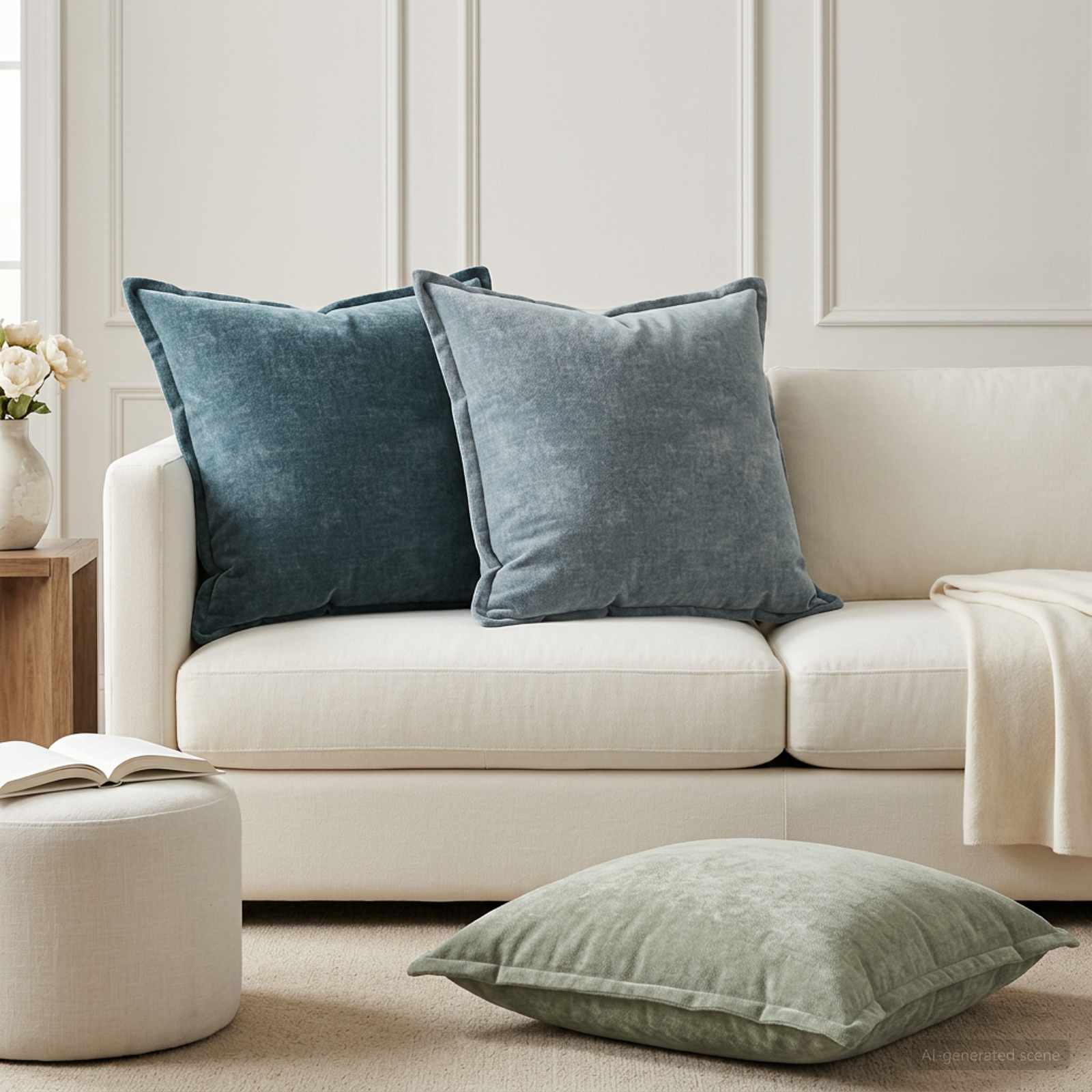 vidaXL Kussensloop 6 st HOUTEN Blauw 80 x 80 cm Chenille Stof