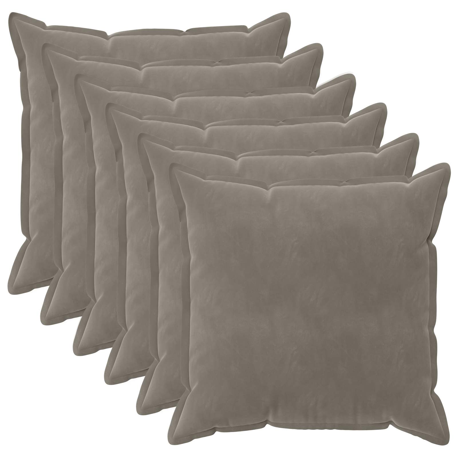 Kussensloop 6 pcs HOUTEN Lichtgrijs 70 x 70 cm Fluweel image 1