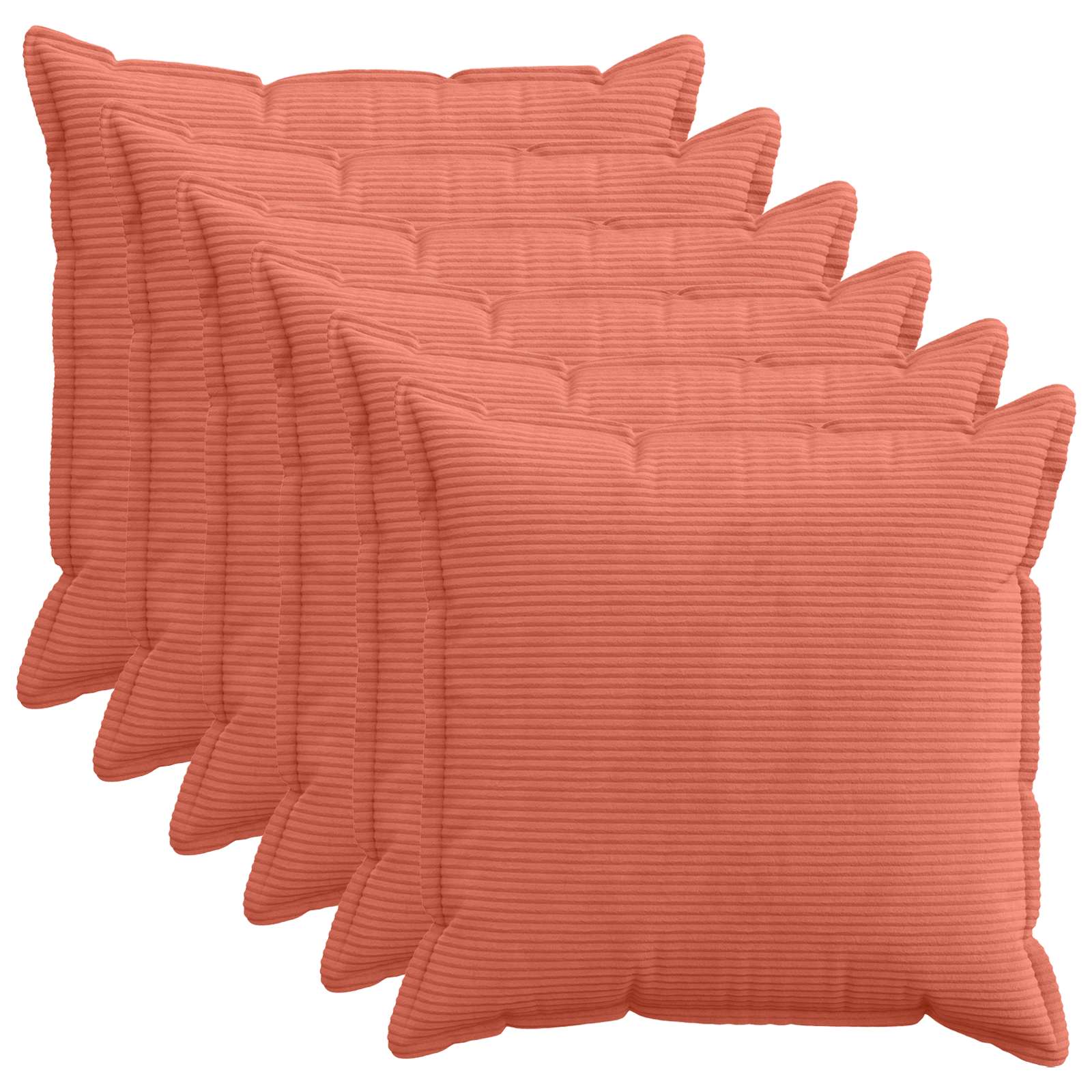 Kussensloop 6 st HOUTEN Rood-oranje 70 x 70 cm corduroy image 1