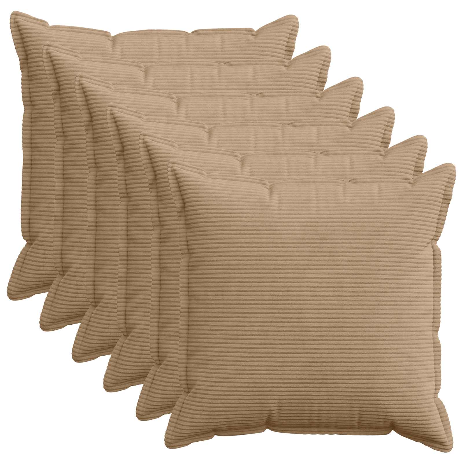 Kussensloop 6 st HOUTEN Bruin 70 x 70 cm corduroy image 1